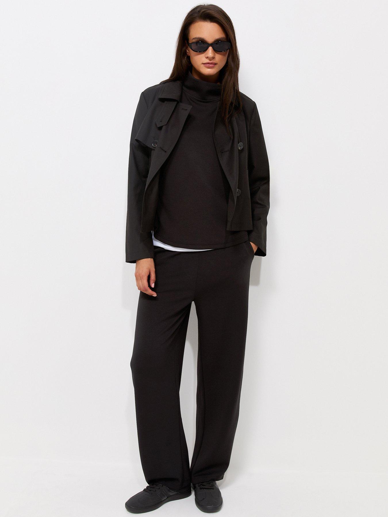 Image 3 of 5 of New Look Womens Funnel Neck Relaxed Fit Sweatshirt - Black