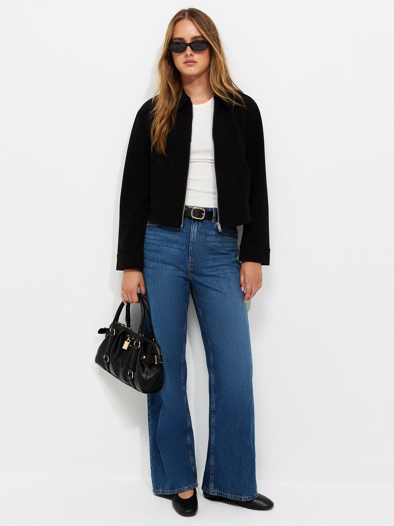 Image 3 of 6 of New Look Felt Zip Through Shacket - Black