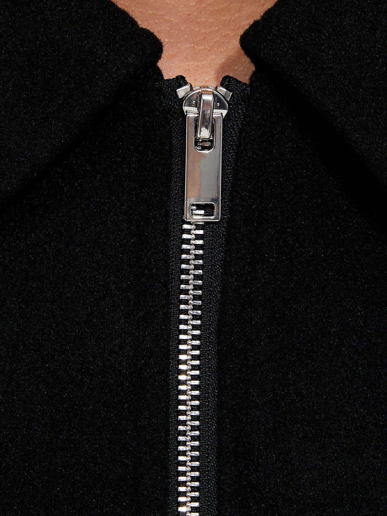 Image 6 of 6 of New Look Felt Zip Through Shacket - Black