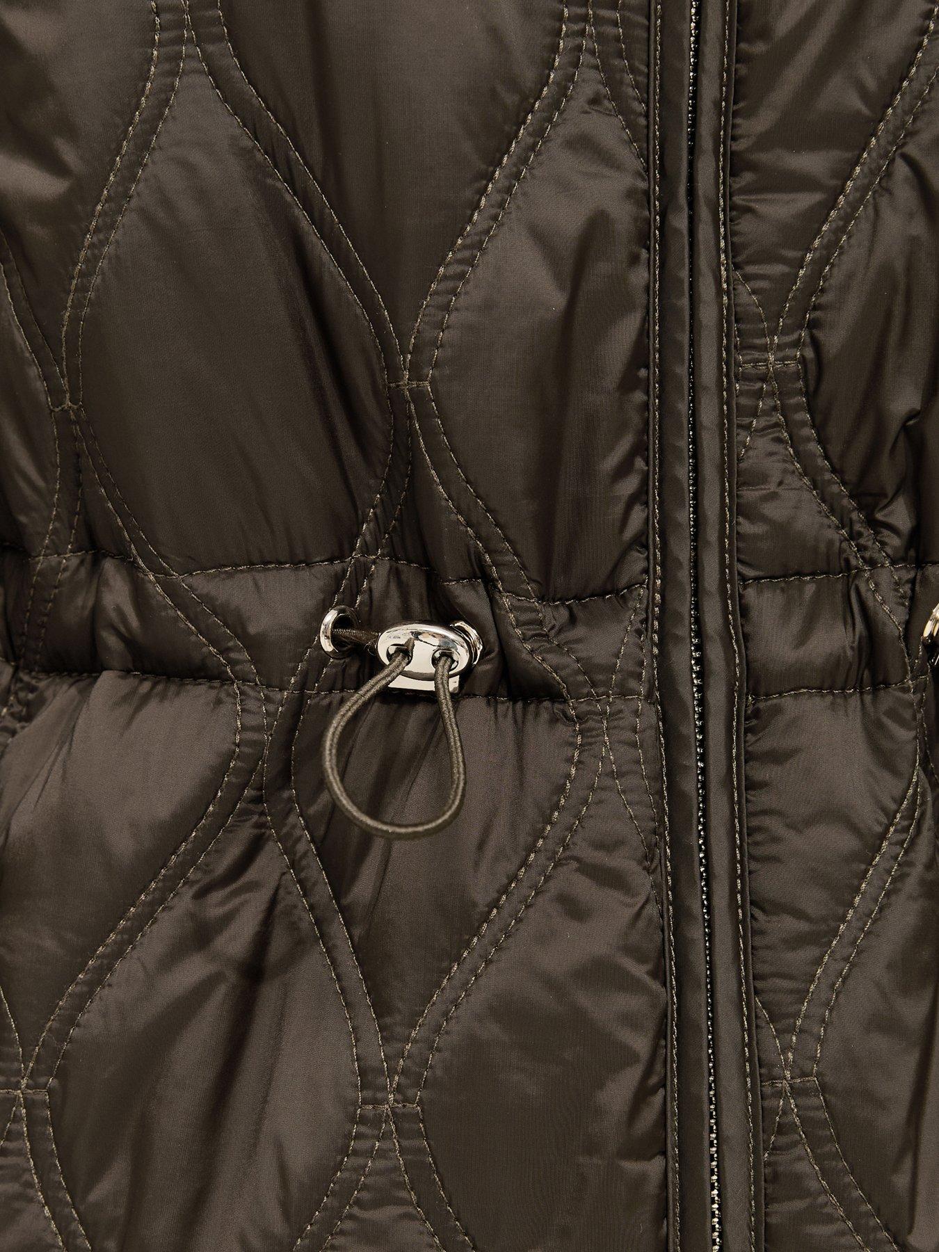 Image 6 of 6 of New Look Quilted Cinched Waist Hooded Jacket - Green