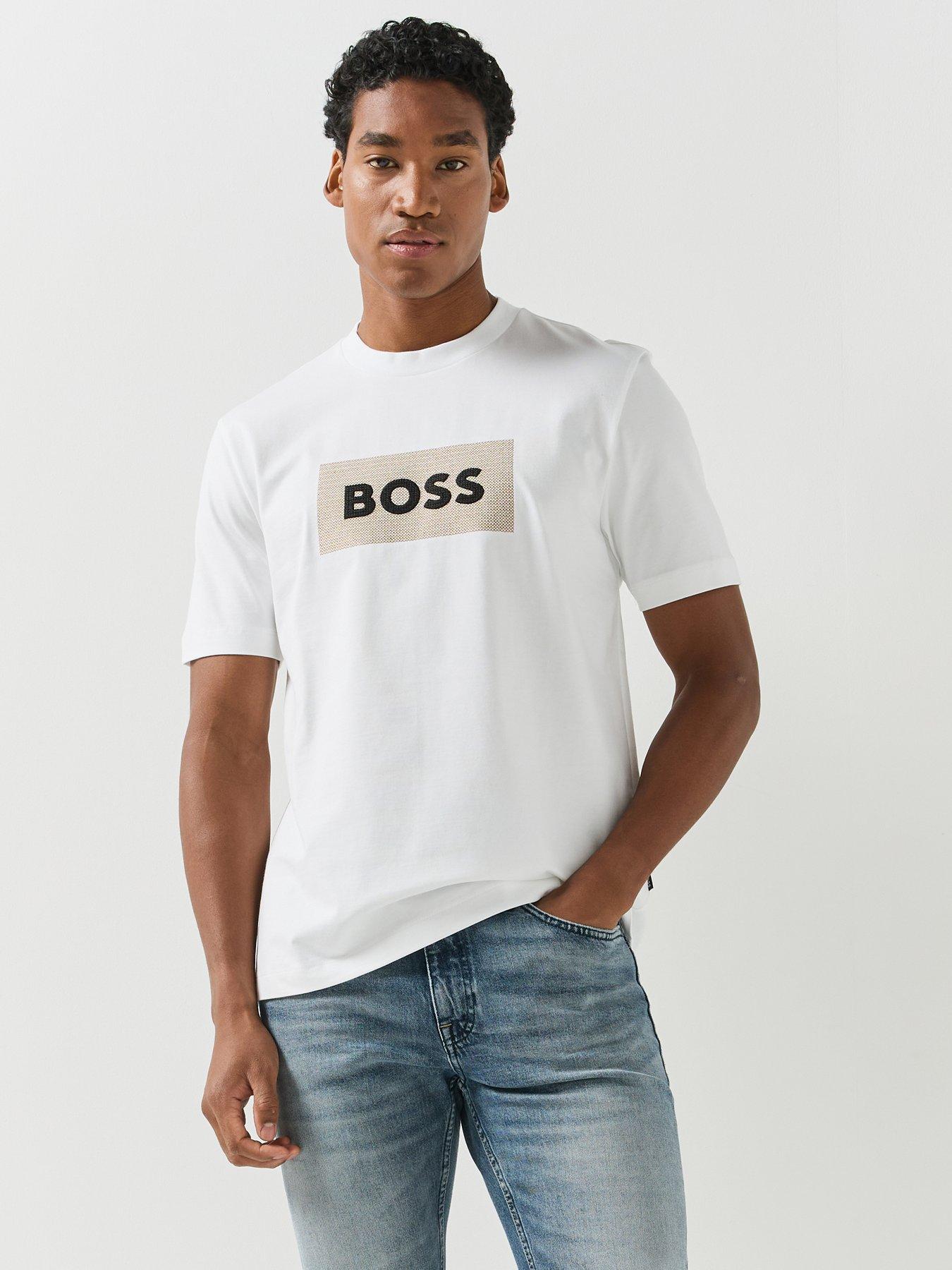 Image 1 of 5 of BOSS Boss C-Taut 26 Embroidered Box Logo T-Shirt - White