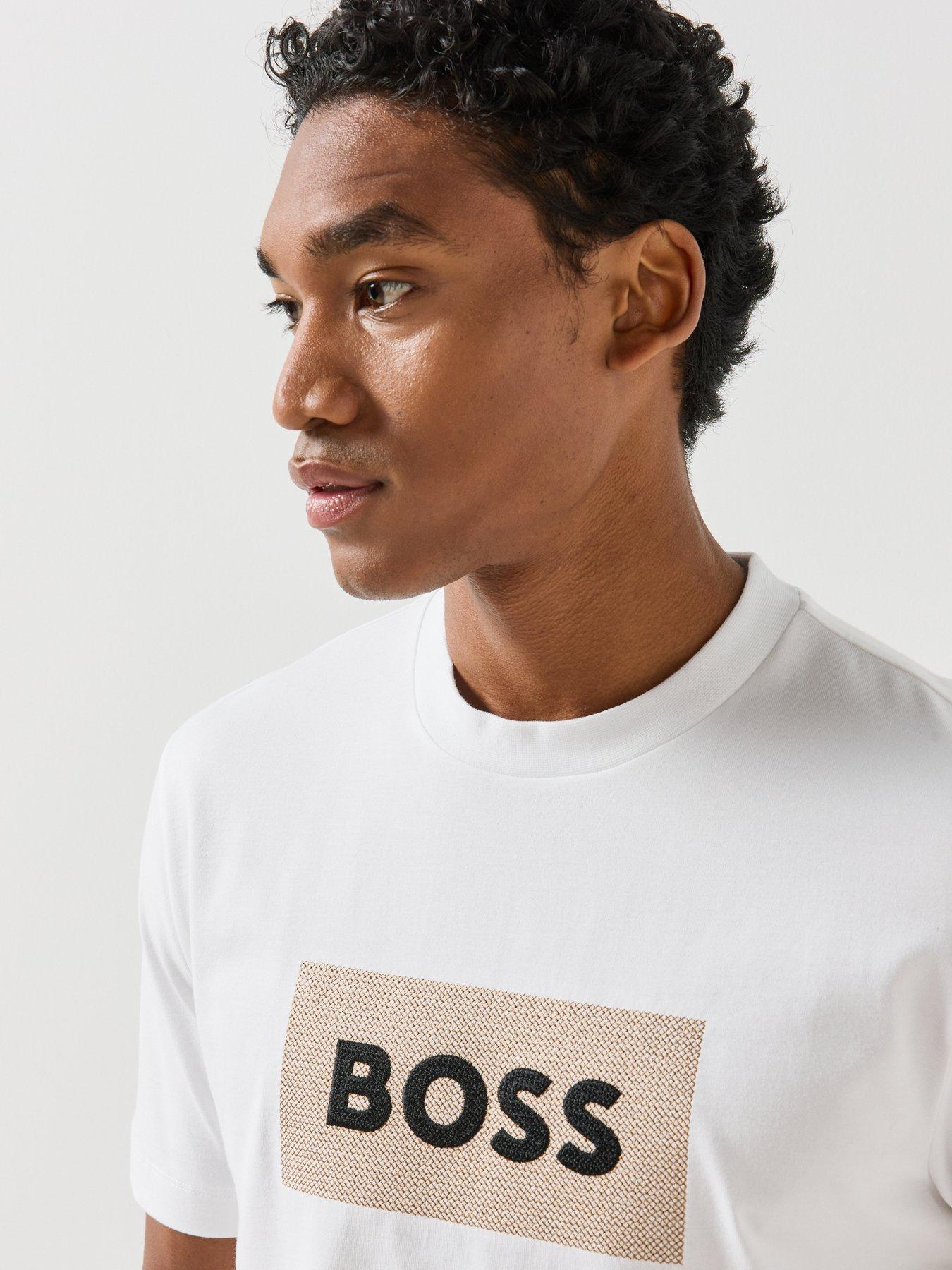 Image 4 of 5 of BOSS Boss C-Taut 26 Embroidered Box Logo T-Shirt - White