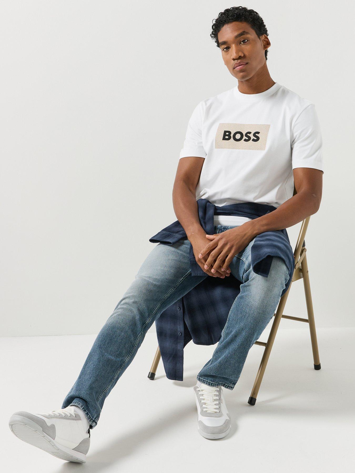 Image 5 of 5 of BOSS Boss C-Taut 26 Embroidered Box Logo T-Shirt - White