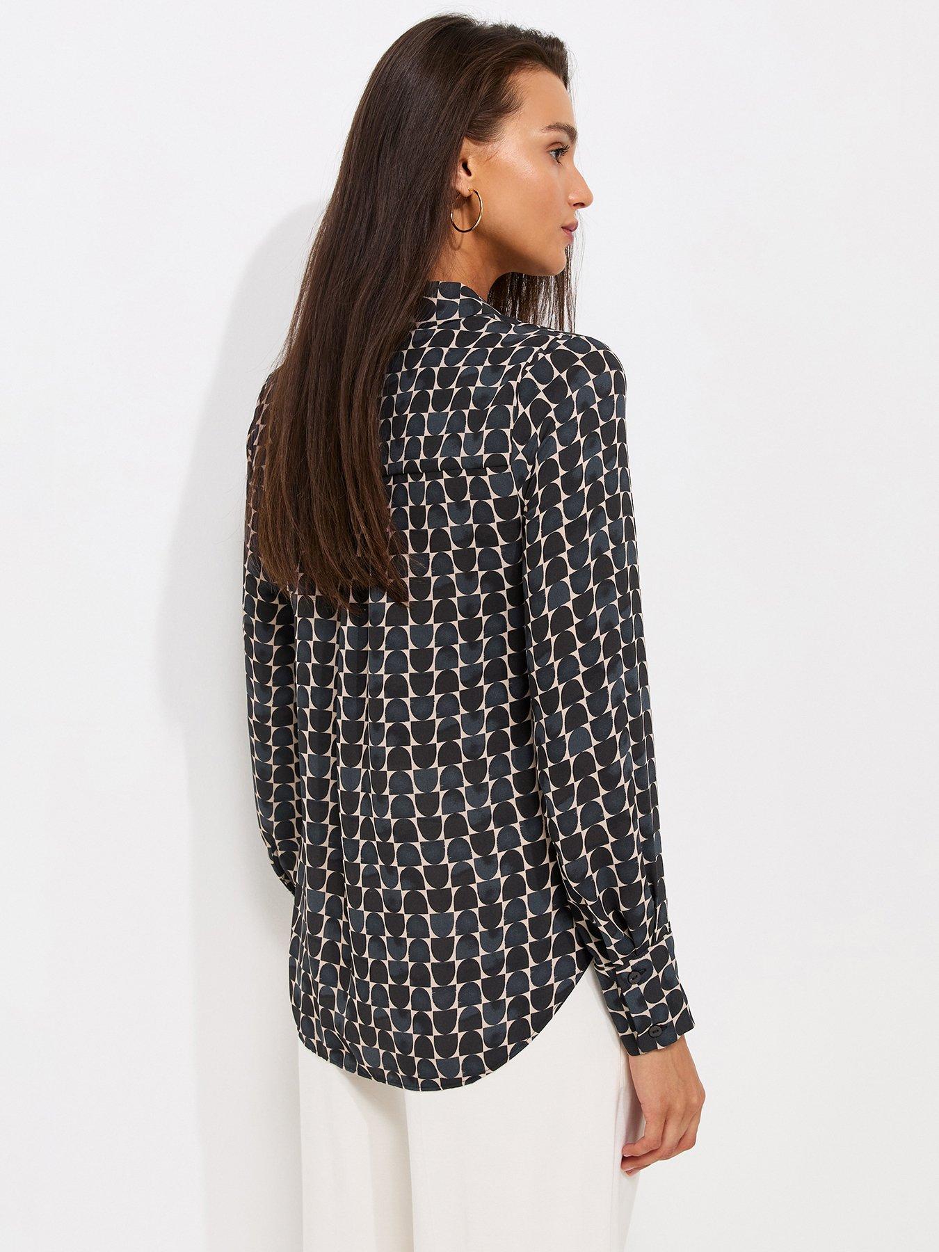Image 2 of 5 of New Look Geometric Print Long Sleeve Shirt - Blue