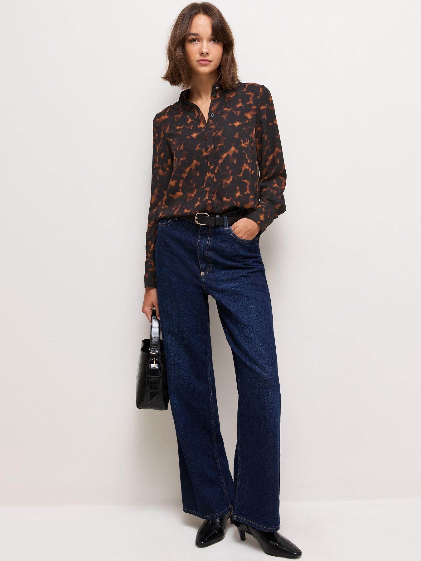 Image 2 of 5 of New Look Tortoiseshell Print Long Sleeve Shirt - Black