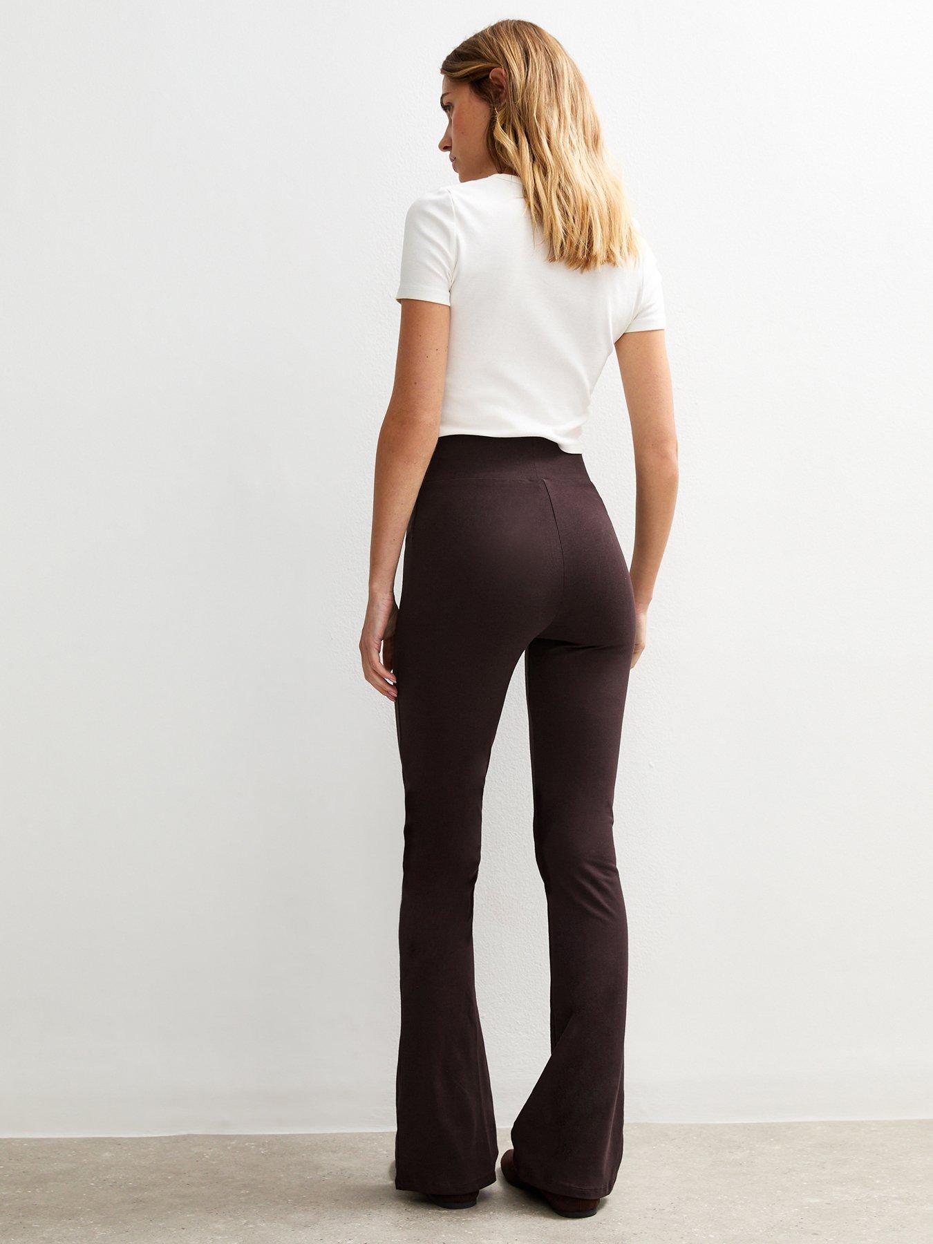 Image 2 of 4 of New Look New Look Womens Jersey Kick Flare Leg Leggings - Brown