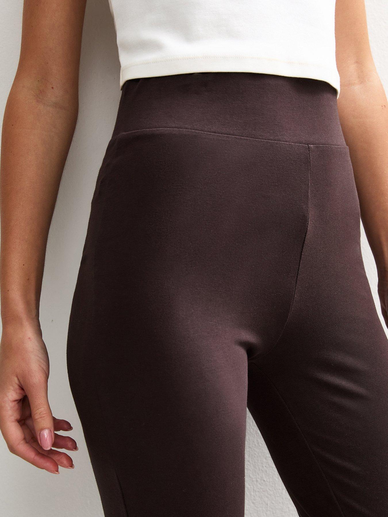 Image 4 of 4 of New Look New Look Womens Jersey Kick Flare Leg Leggings - Brown