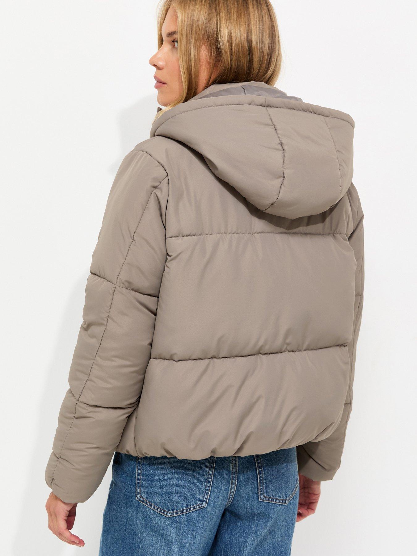 Image 2 of 6 of New Look Hooded Crop Puffer Jacket - Brown