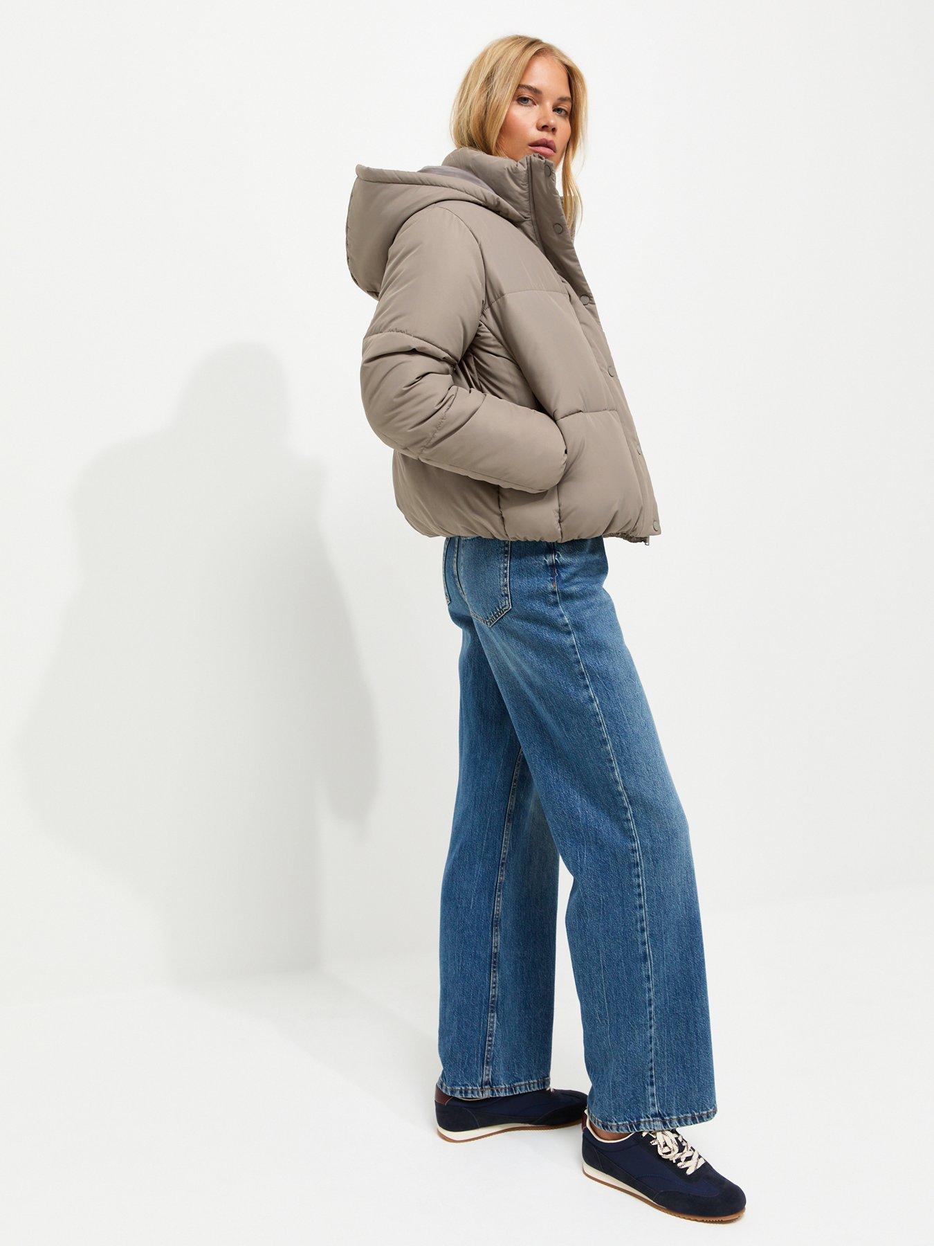 Image 3 of 6 of New Look Hooded Crop Puffer Jacket - Brown