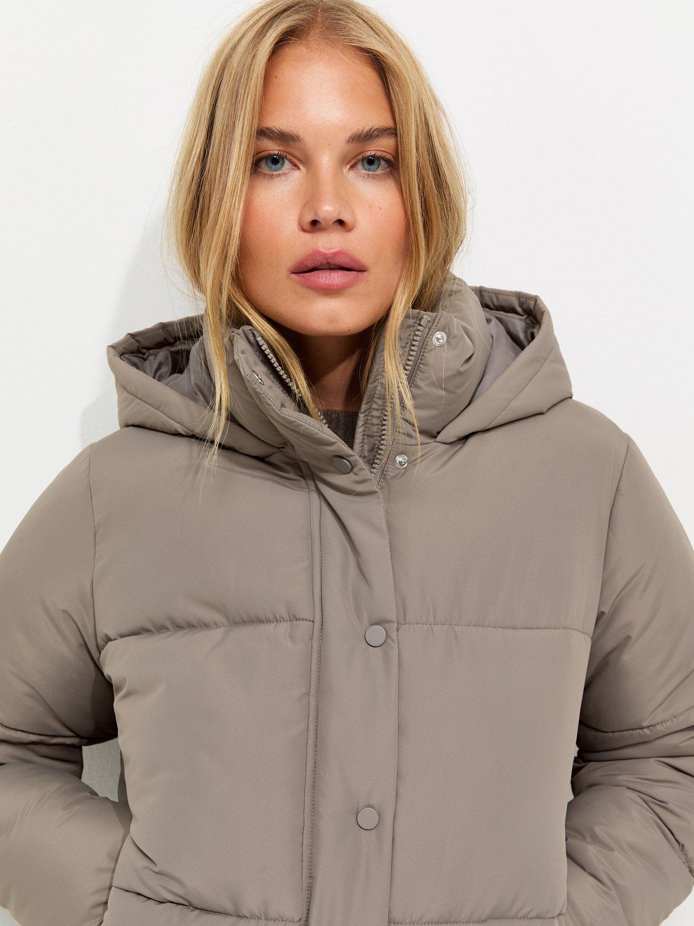 Image 5 of 6 of New Look Hooded Crop Puffer Jacket - Brown