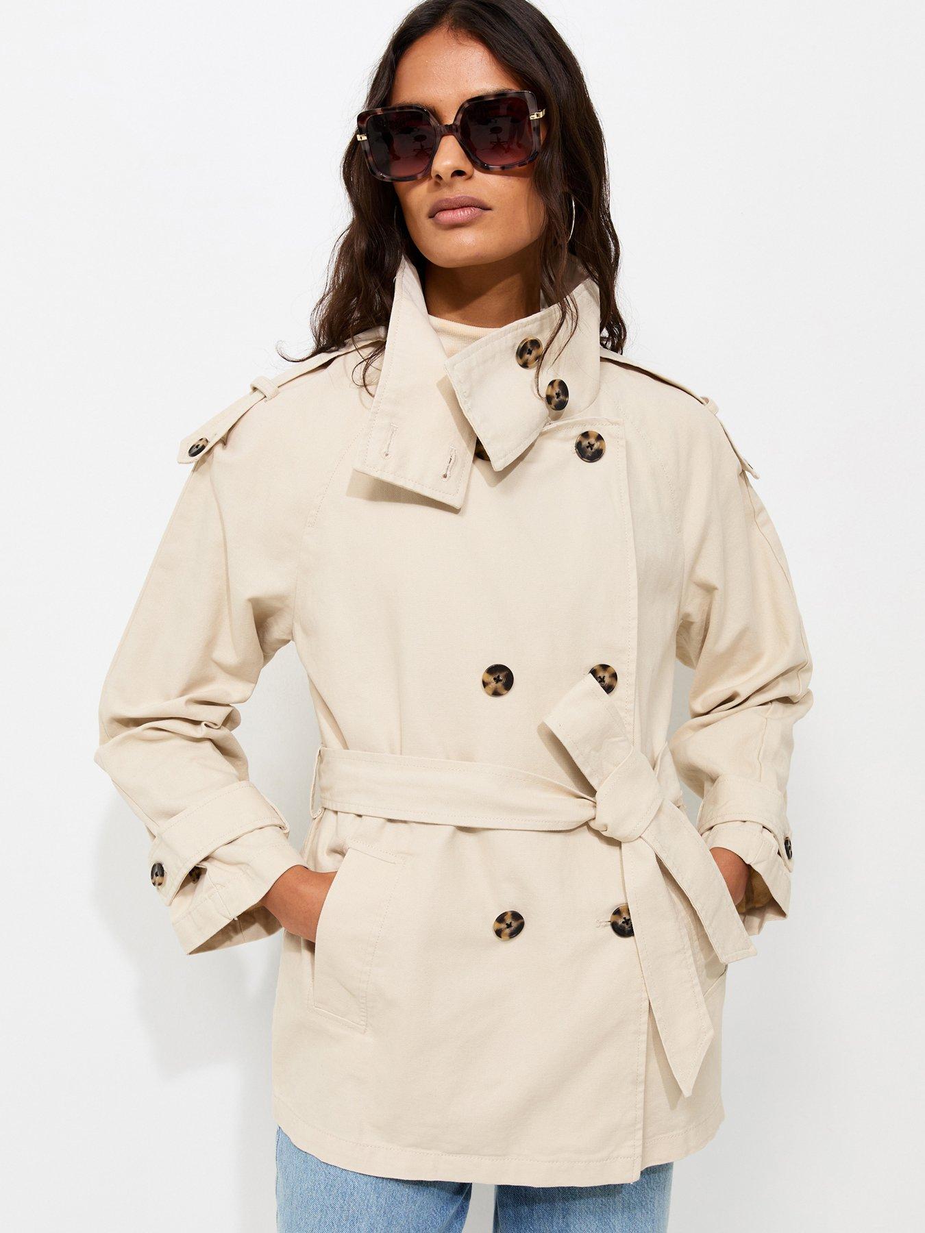 New Look Funnel Neck Trench Jacket - Beige