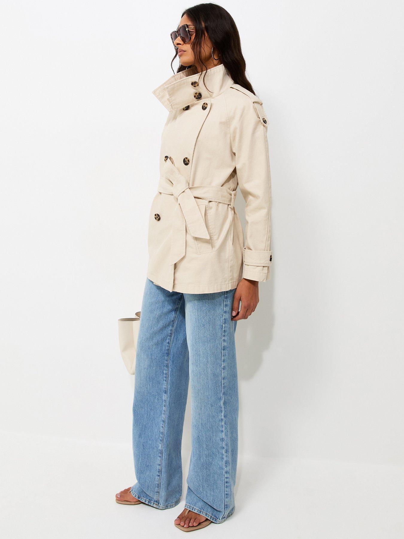 Image 3 of 6 of New Look Funnel Neck Trench Jacket - Beige