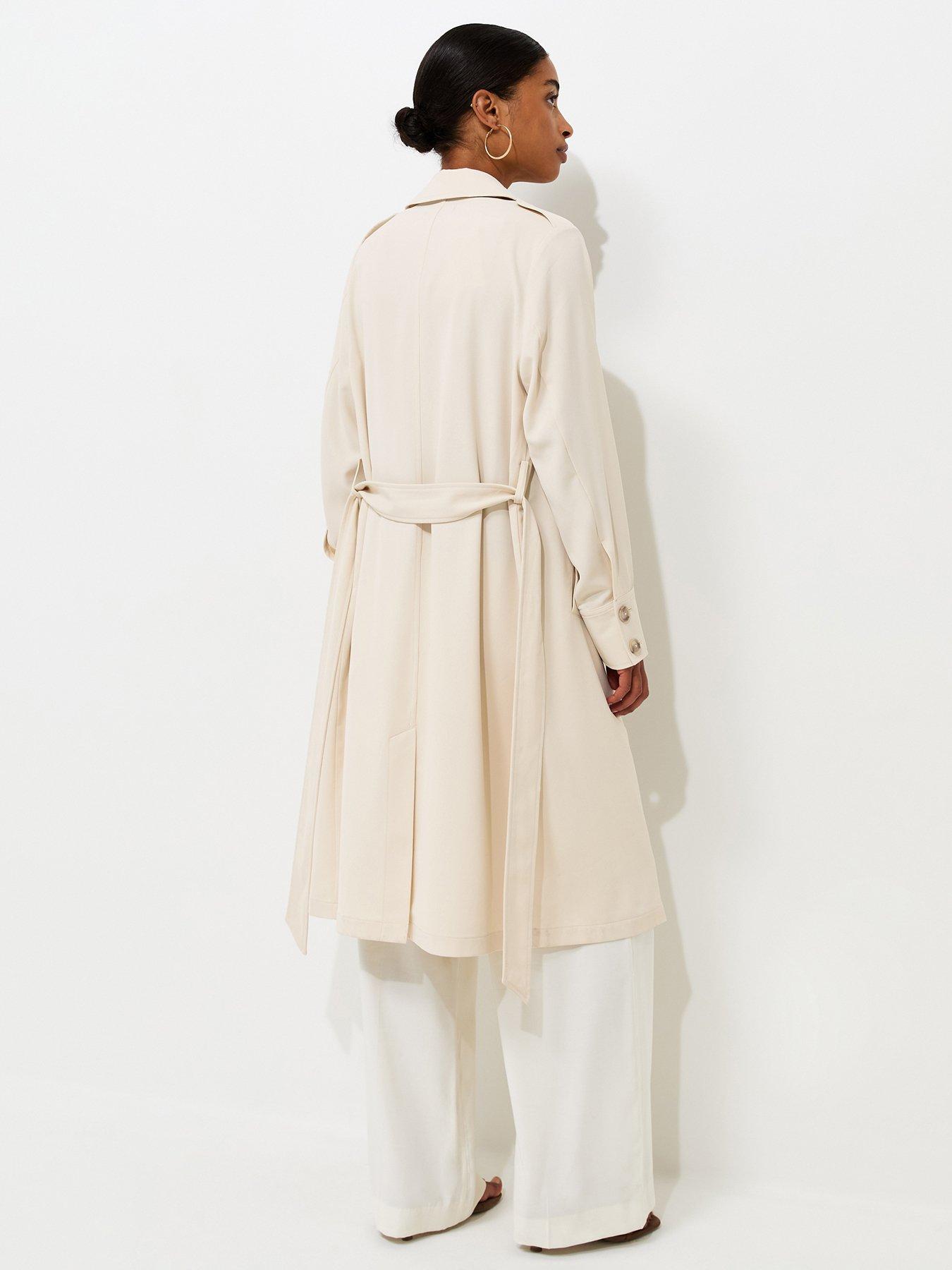 Image 2 of 6 of New Look Waterfall Front Draped Mid Length Coat - Beige