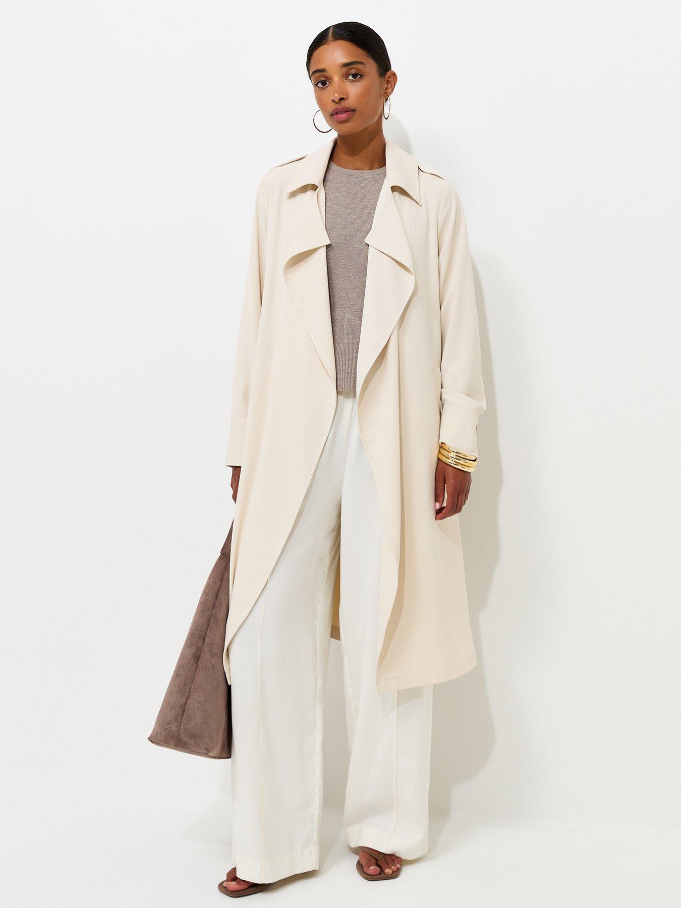 Image 3 of 6 of New Look Waterfall Front Draped Mid Length Coat - Beige