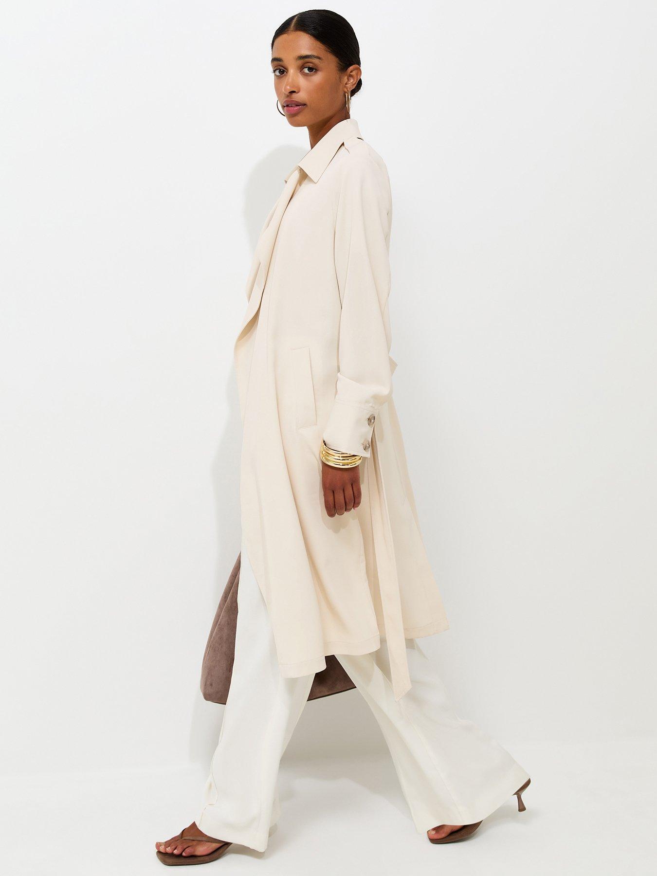 Image 4 of 6 of New Look Waterfall Front Draped Mid Length Coat - Beige