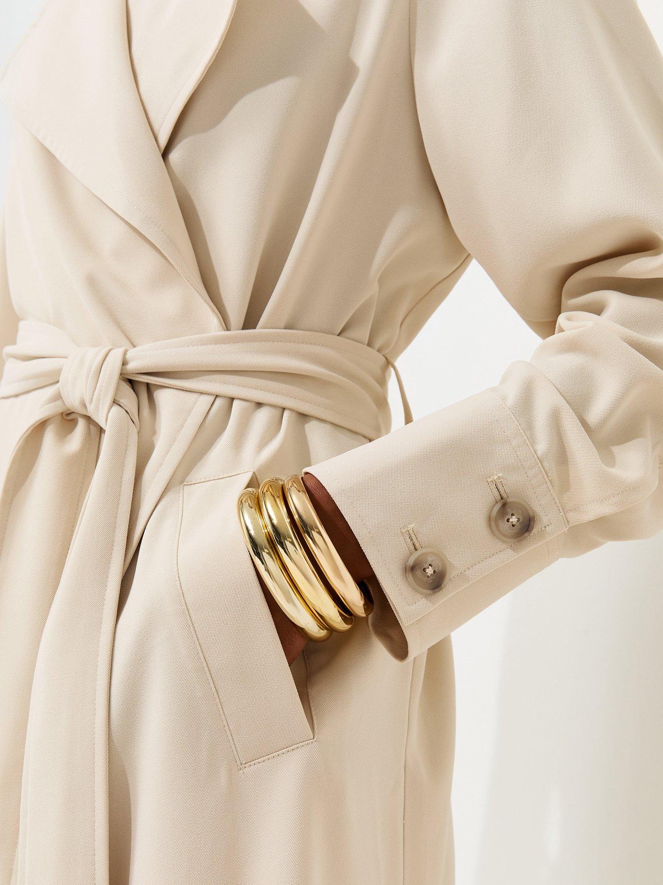 Image 6 of 6 of New Look Waterfall Front Draped Mid Length Coat - Beige