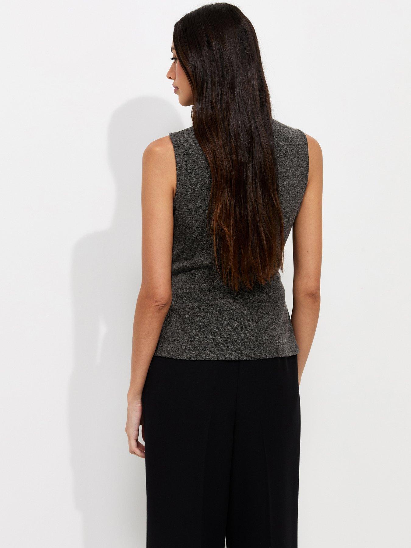 Image 2 of 6 of New Look Knotted High Neck Sleeveless Co-ord Top - Grey
