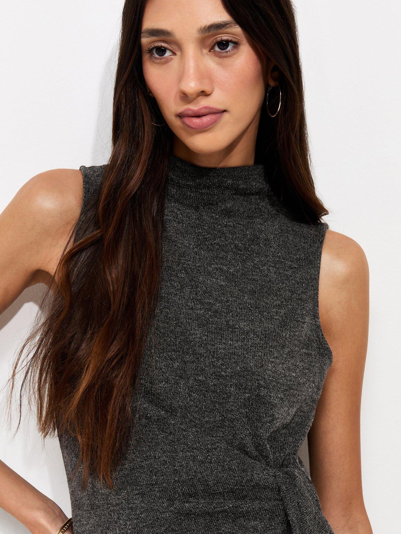 Image 5 of 6 of New Look Knotted High Neck Sleeveless Co-ord Top - Grey