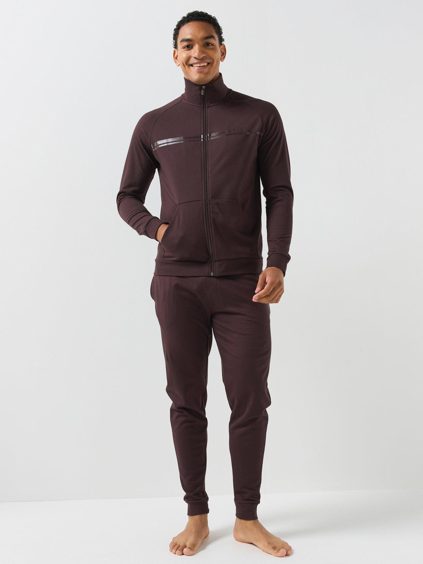 Image 3 of 6 of BOSS Bodywear Authentic Loungewear Zip Top - Brown