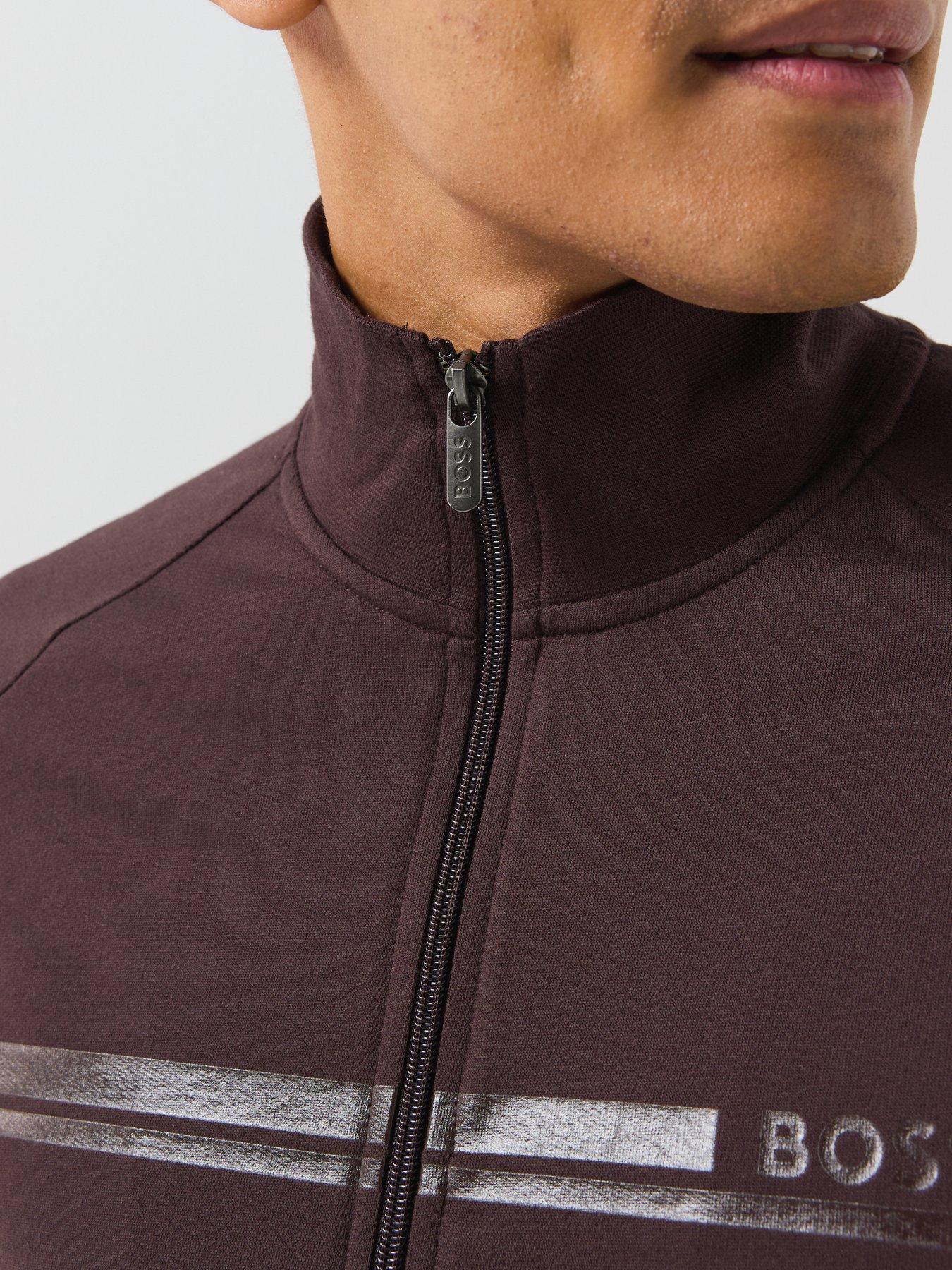 Image 4 of 6 of BOSS Bodywear Authentic Loungewear Zip Top - Brown