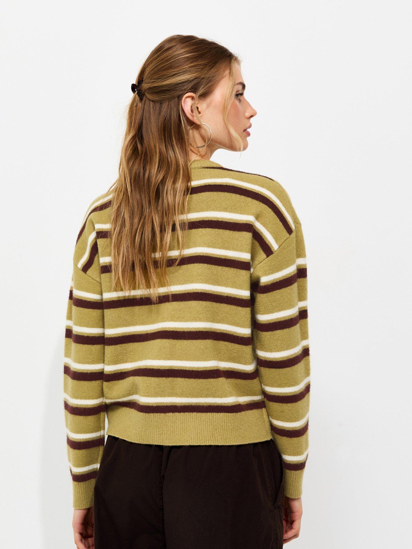Image 2 of 5 of New Look Green Knitted Stripe Cardigan