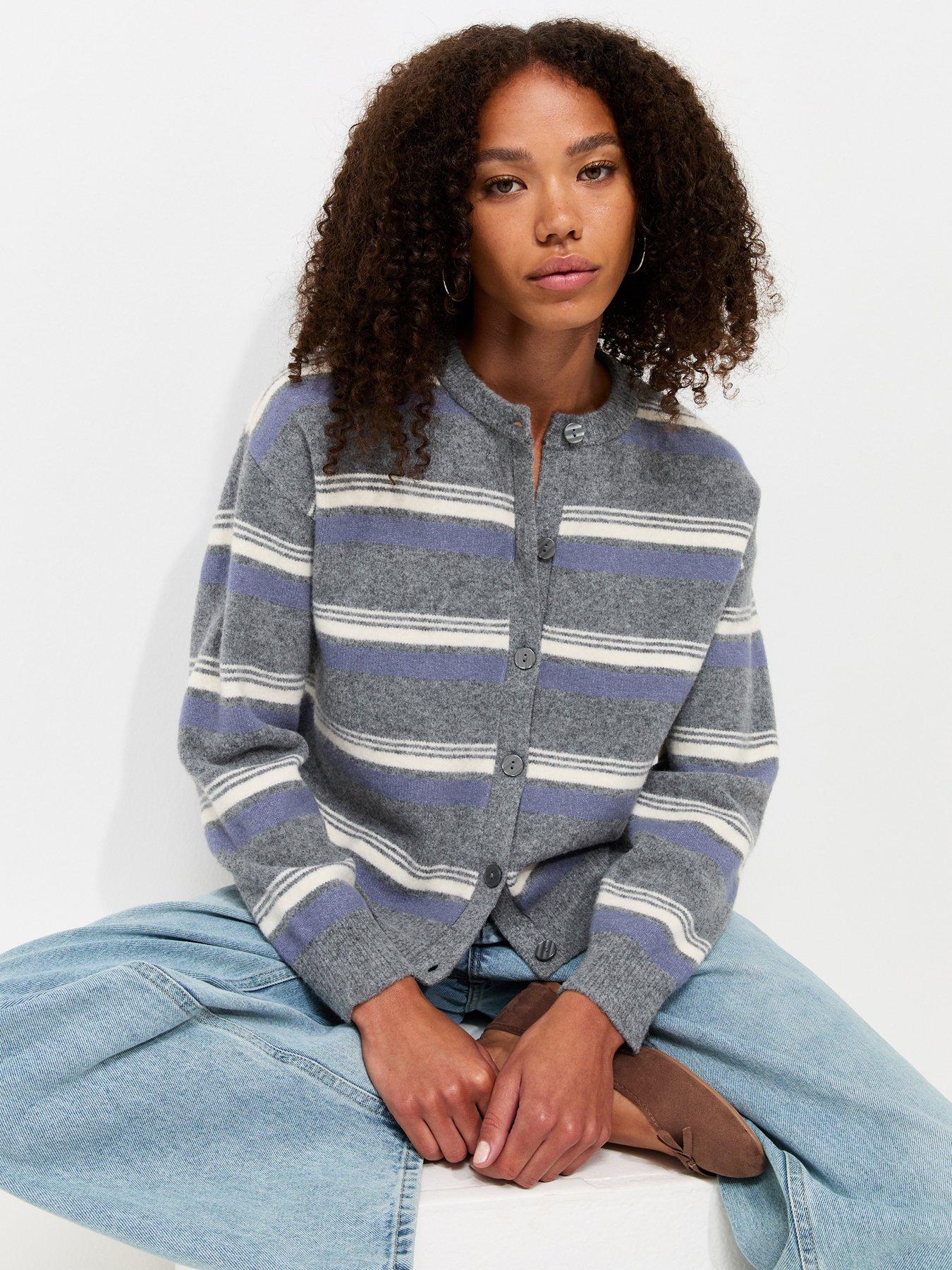 New Look Blue Knitted Stripe Cardigan