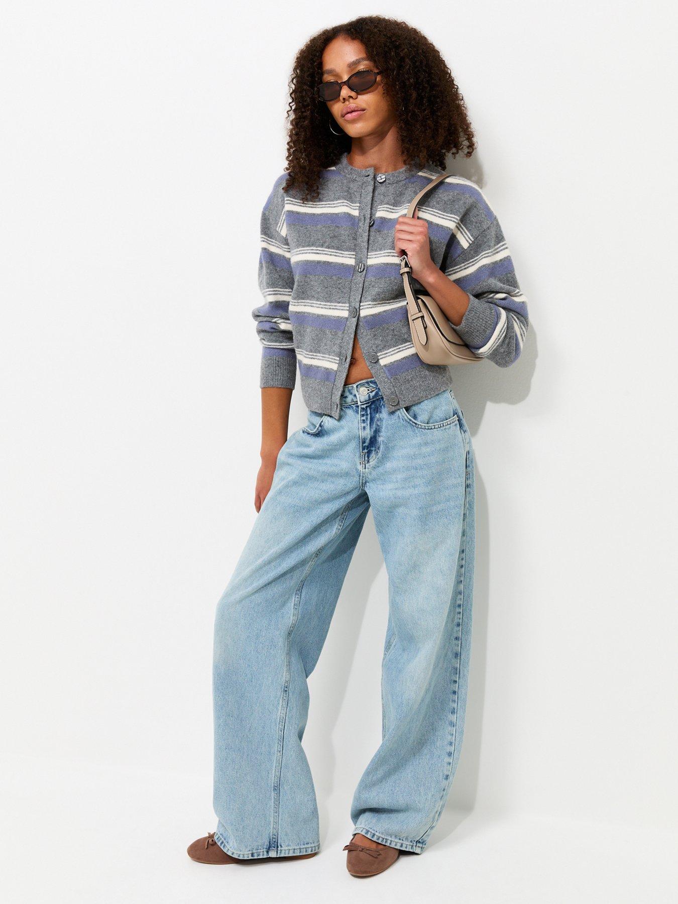 Image 3 of 5 of New Look Blue Knitted Stripe Cardigan