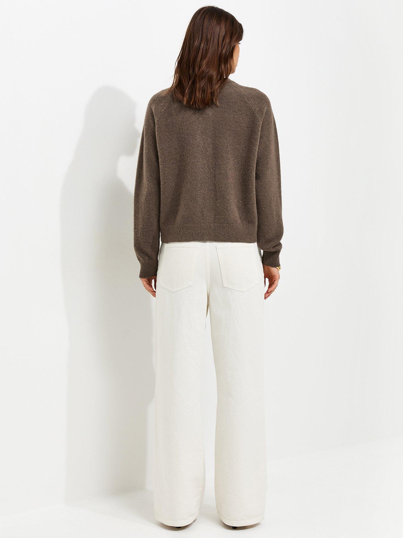 Image 2 of 5 of New Look Knitted Meet The Jean Raglan Cardigan - Brown