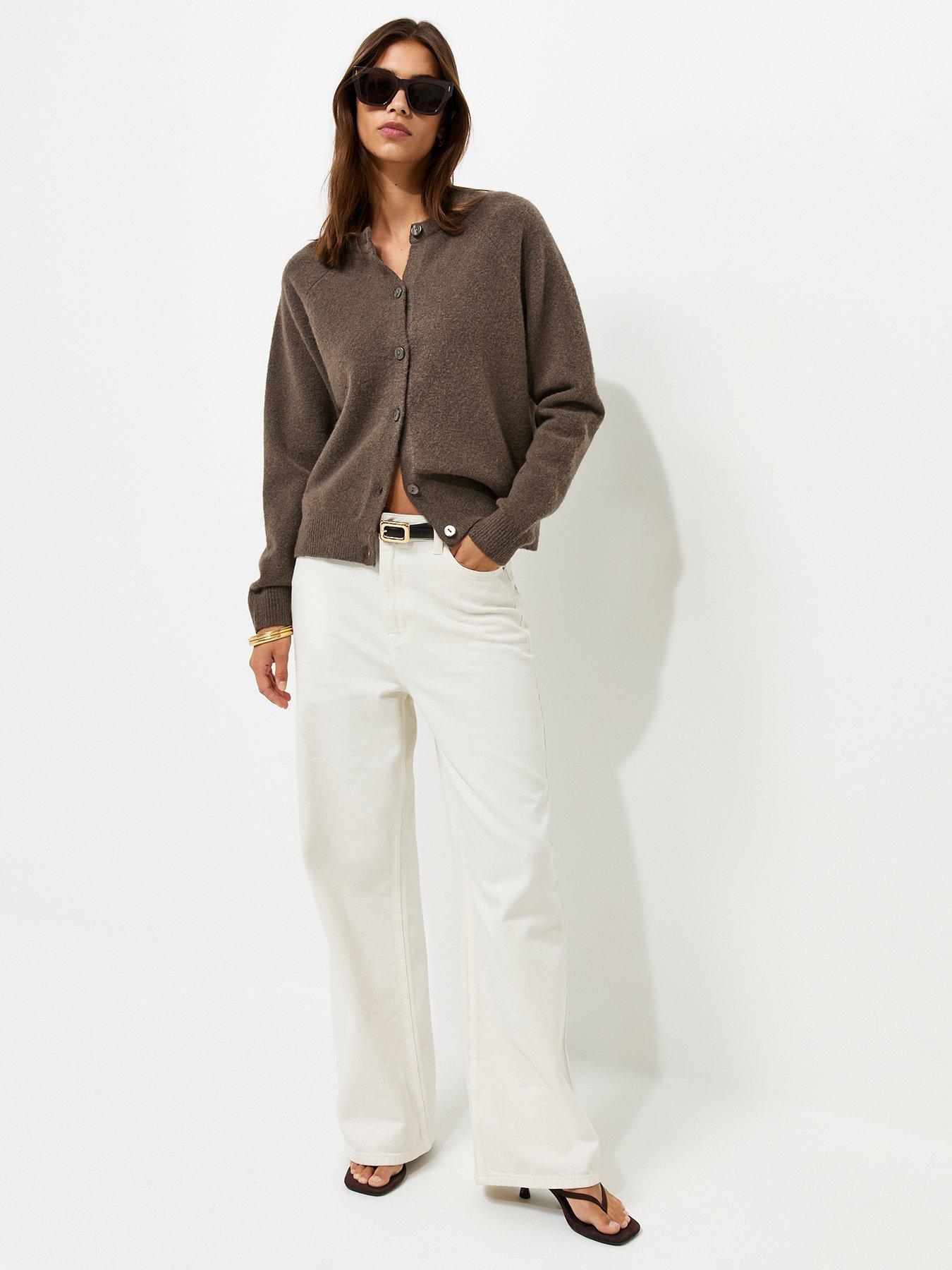 Image 3 of 5 of New Look Knitted Meet The Jean Raglan Cardigan - Brown