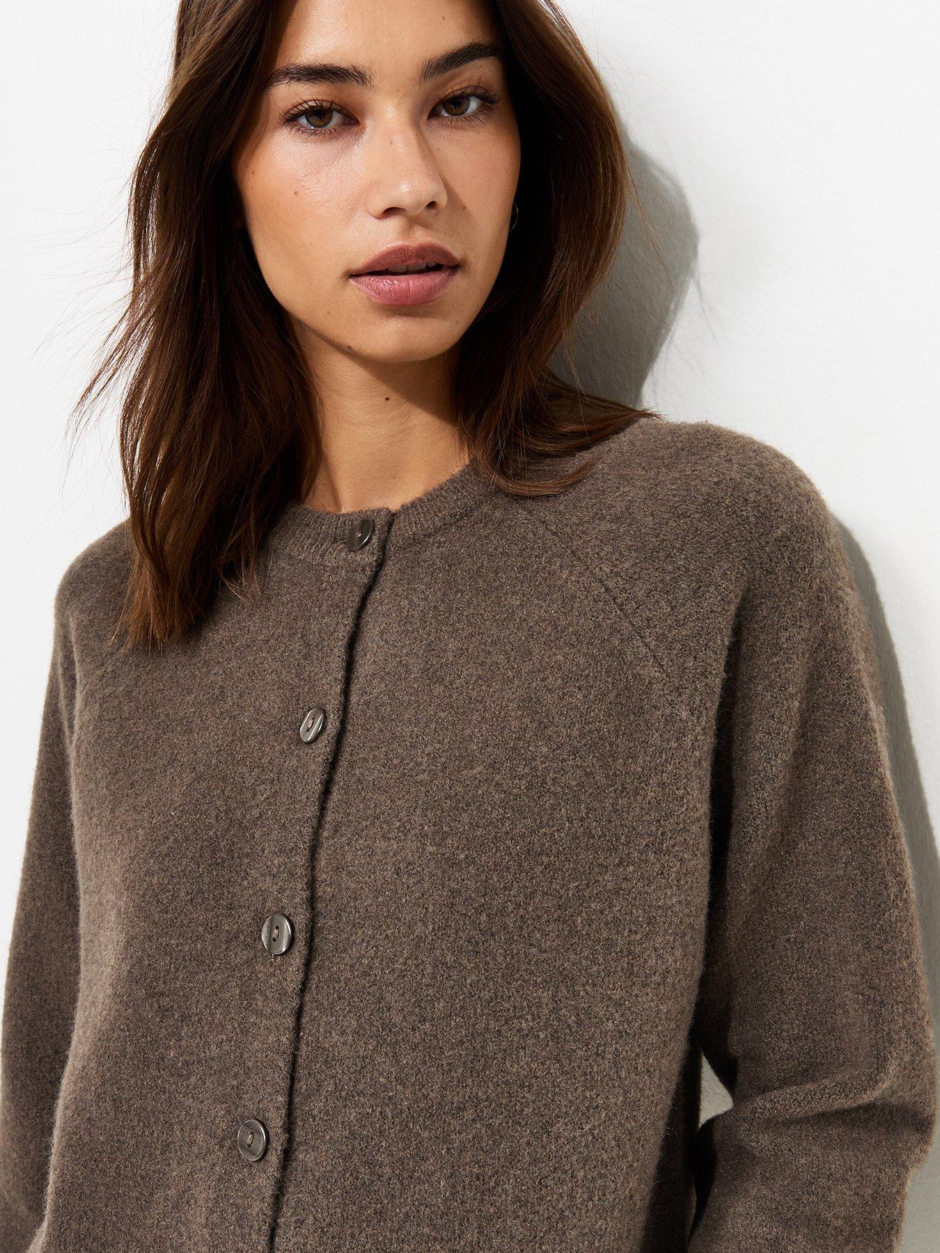 Image 4 of 5 of New Look Knitted Meet The Jean Raglan Cardigan - Brown