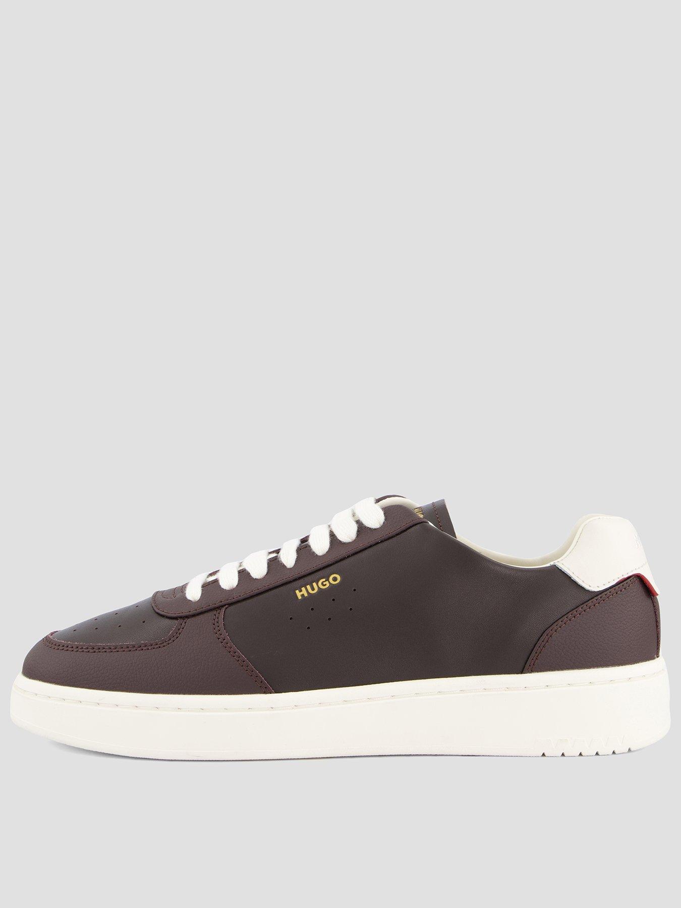 Image 1 of 7 of HUGO Mens Neston Leather Cupsole Lace-Up Trainers - Brown