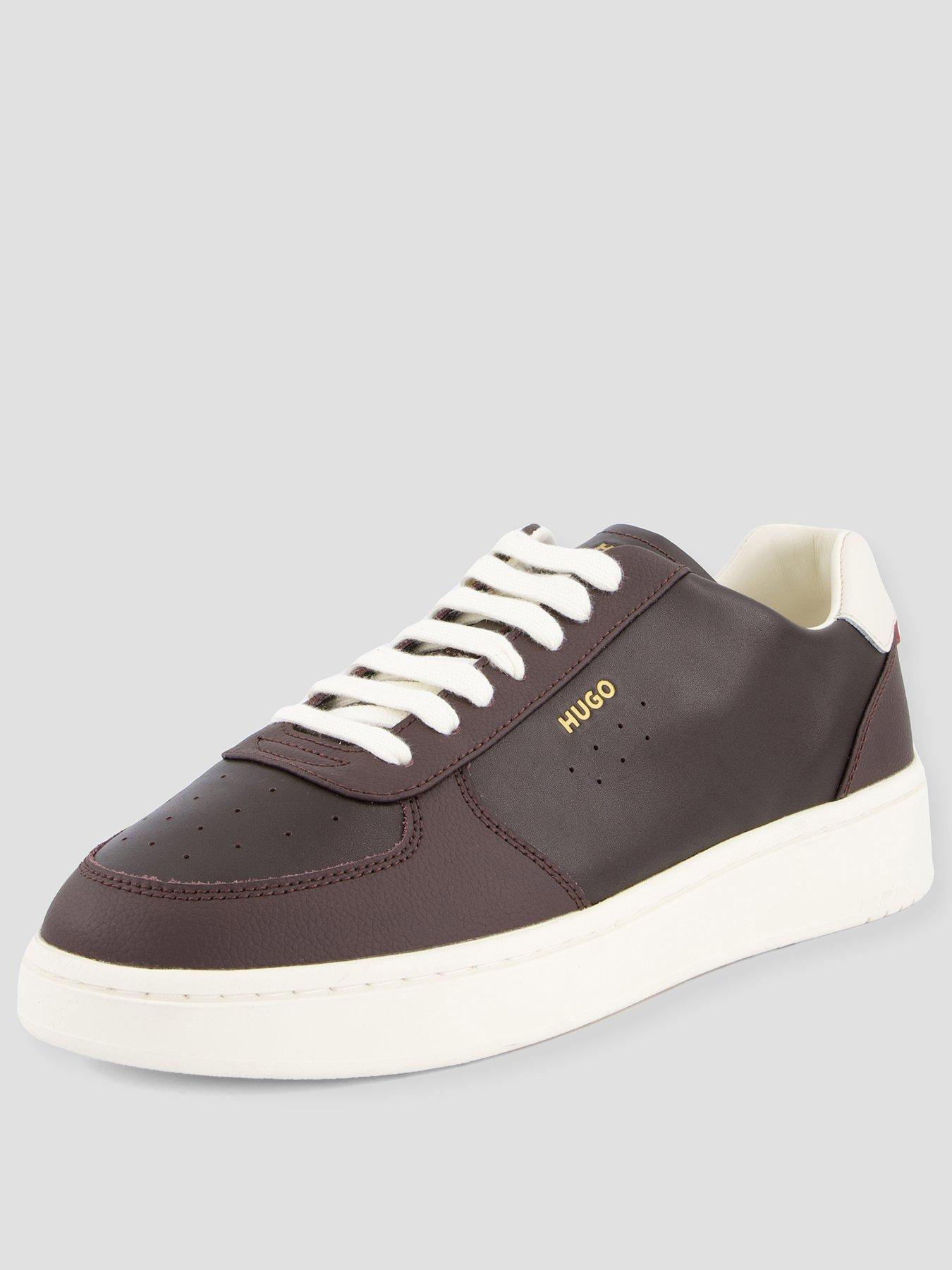 Image 2 of 7 of HUGO Mens Neston Leather Cupsole Lace-Up Trainers - Brown