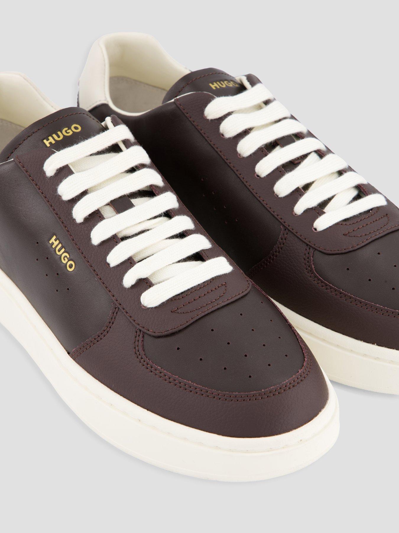 Image 5 of 7 of HUGO Mens Neston Leather Cupsole Lace-Up Trainers - Brown