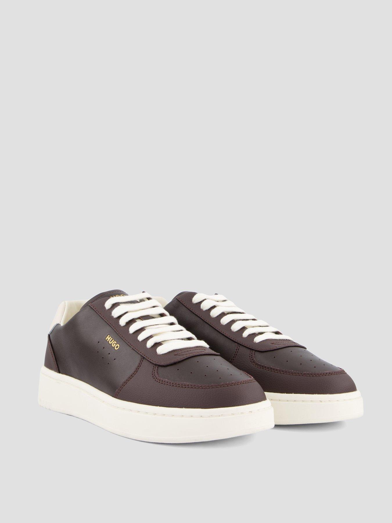 Image 6 of 7 of HUGO Mens Neston Leather Cupsole Lace-Up Trainers - Brown