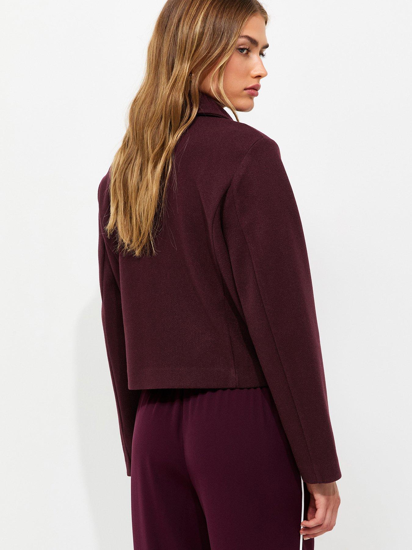 Image 2 of 5 of New Look Button Front Collared Shacket - Burgundy