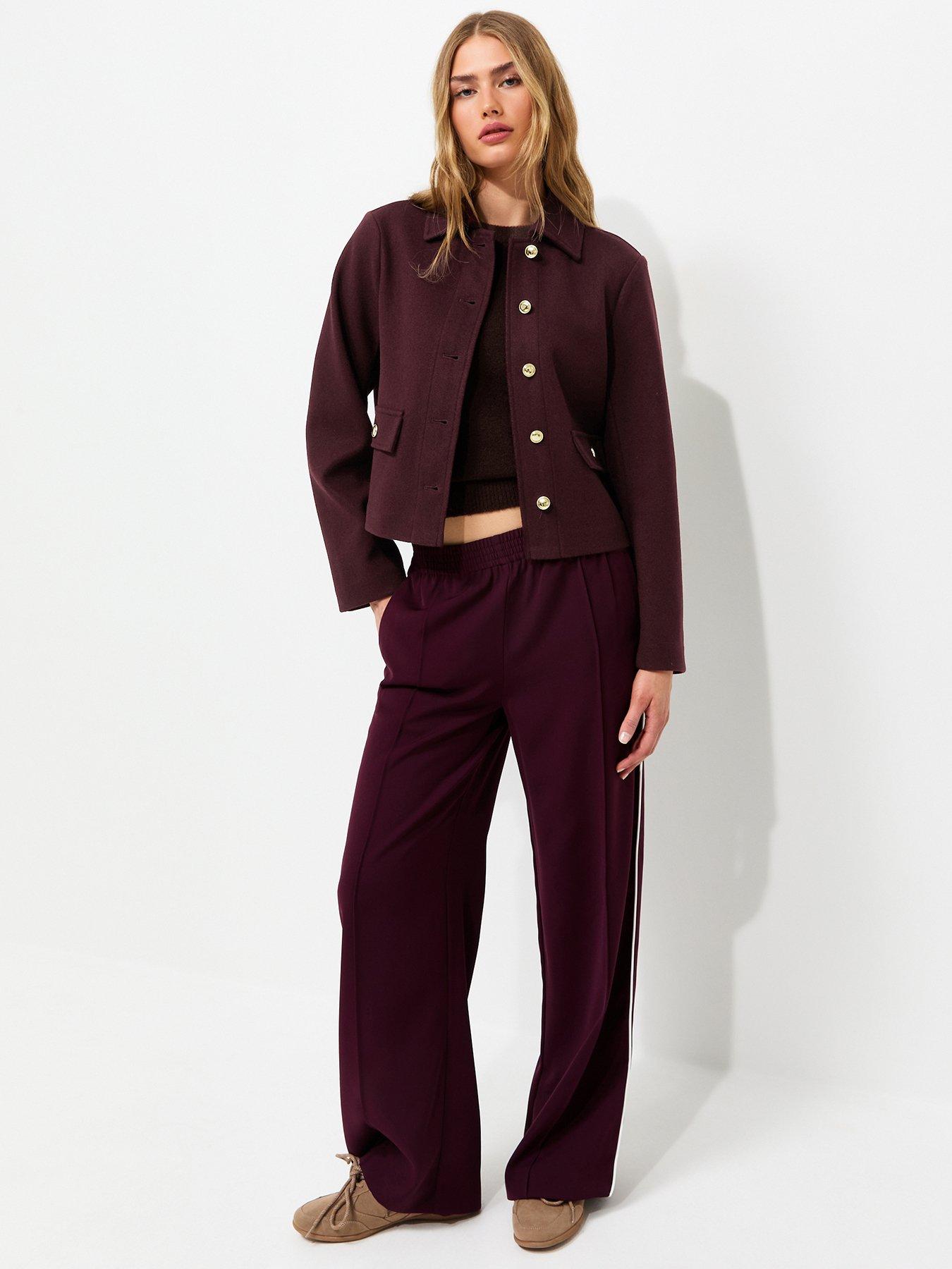 Image 3 of 5 of New Look Button Front Collared Shacket - Burgundy