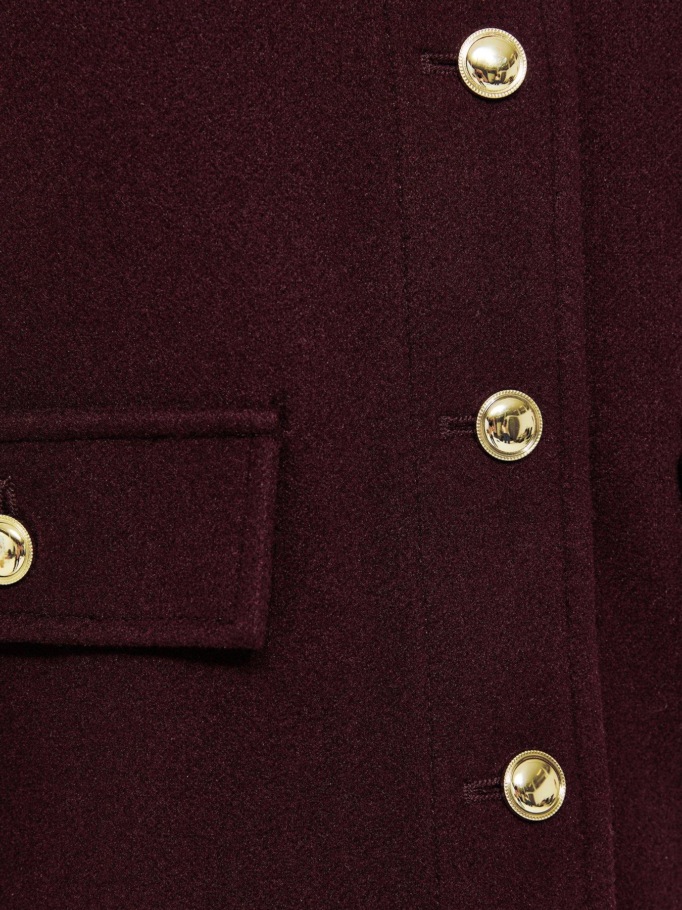 Image 5 of 5 of New Look Button Front Collared Shacket - Burgundy