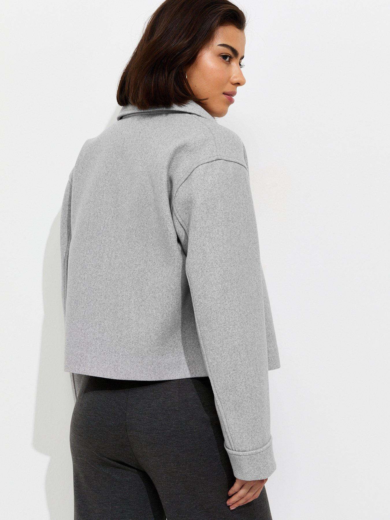 Image 2 of 5 of New Look Felt Zip Through Shacket - &nbsp;Grey