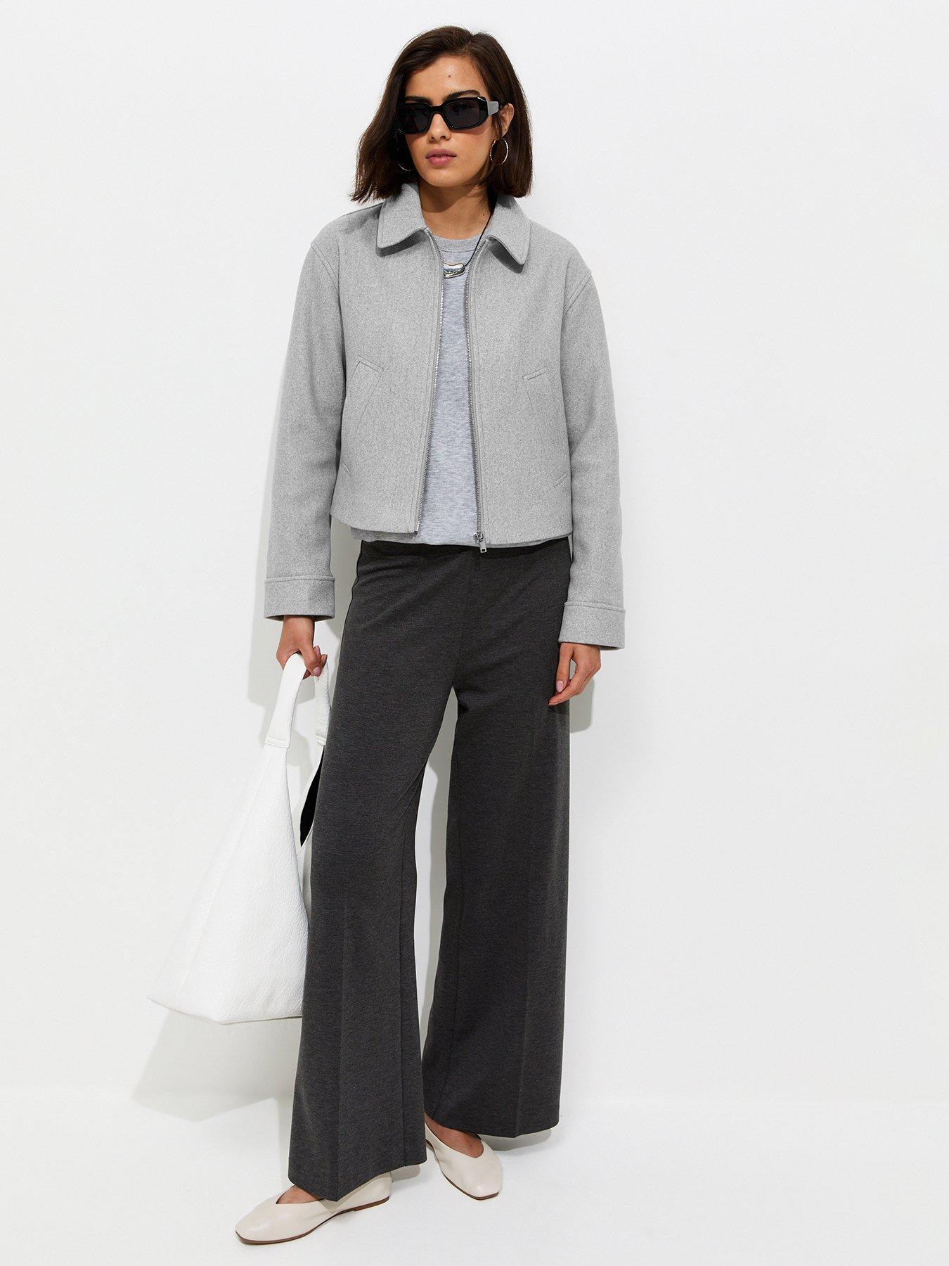 Image 3 of 5 of New Look Felt Zip Through Shacket - &nbsp;Grey