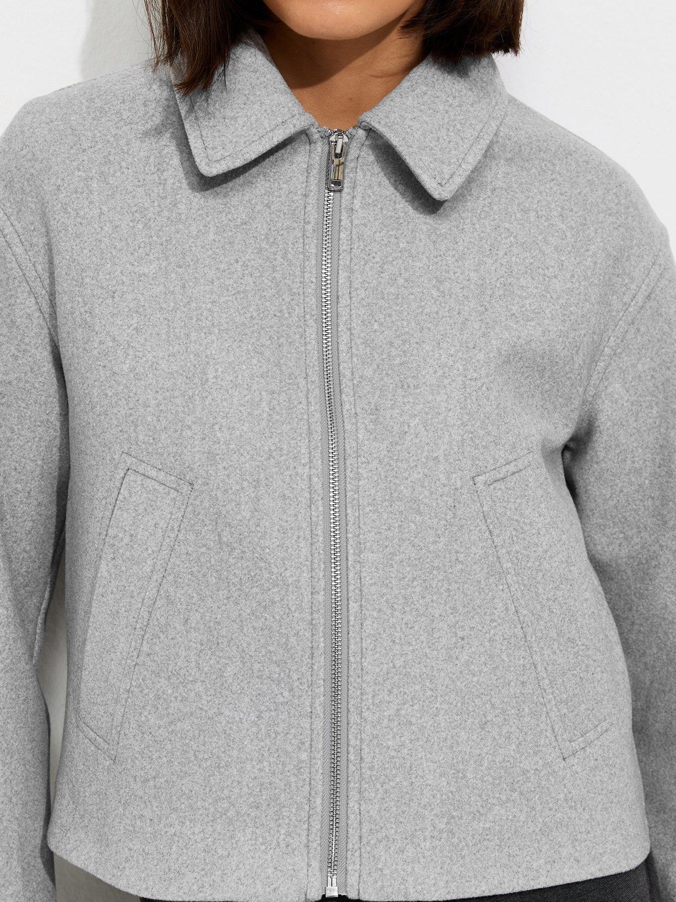 Image 4 of 5 of New Look Felt Zip Through Shacket - &nbsp;Grey