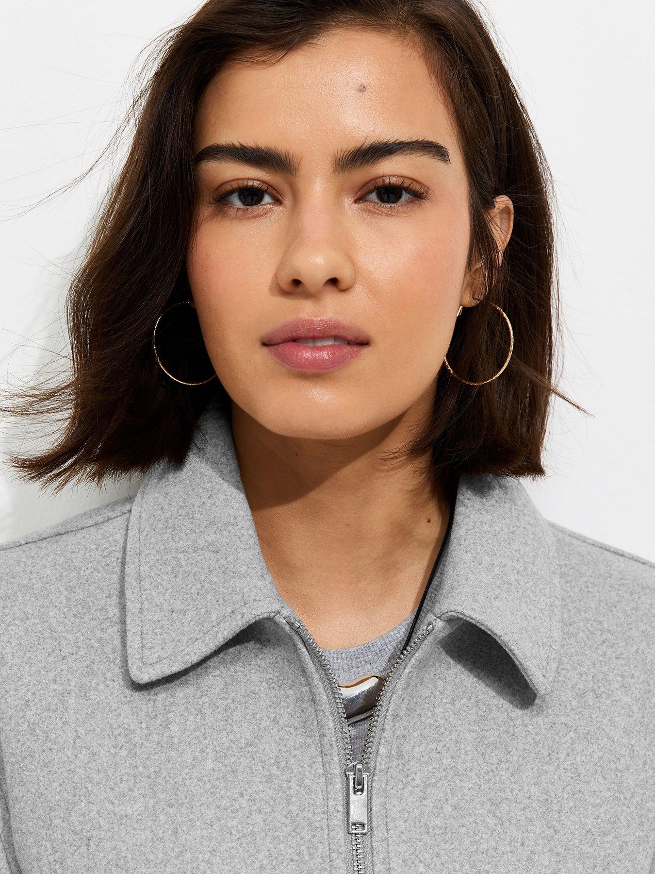 Image 5 of 5 of New Look Felt Zip Through Shacket - &nbsp;Grey