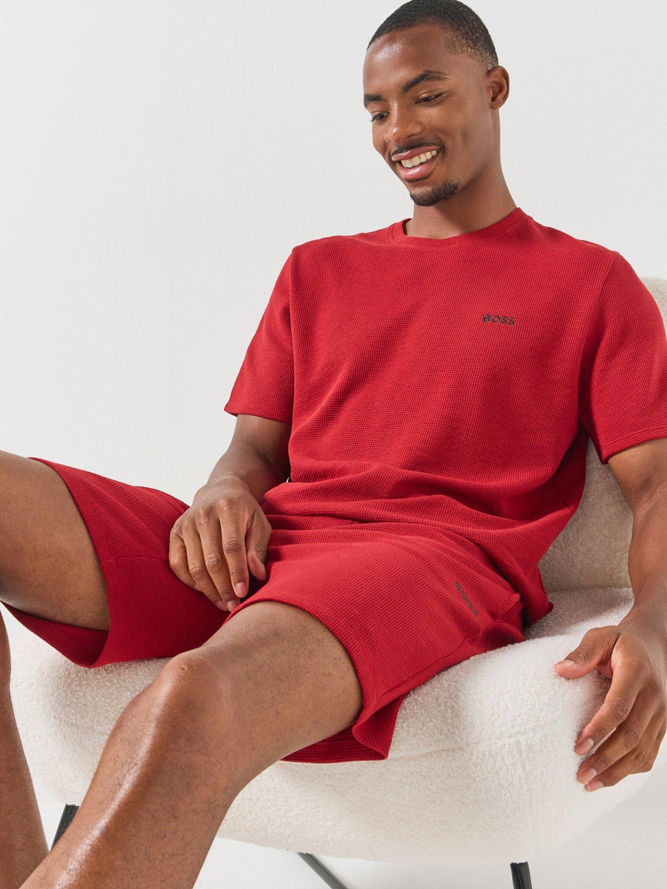 BOSS Regular Fit Waffle Loungewear T-Shirt - Red