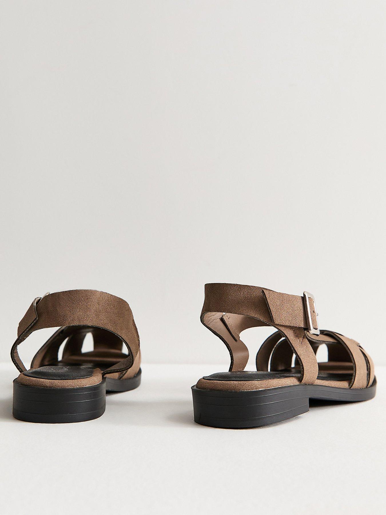 Image 3 of 5 of New Look Faux Suede Gladiator Strap Flat Sandals - Light Brown