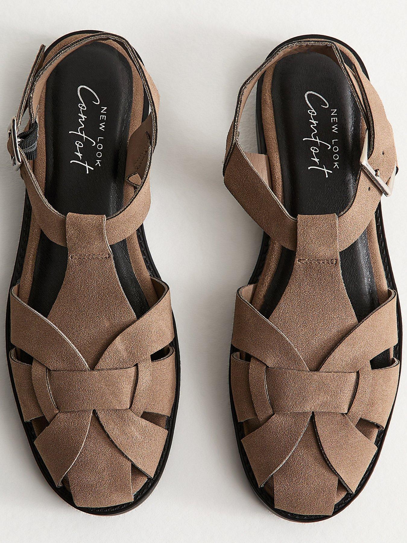 Image 4 of 5 of New Look Faux Suede Gladiator Strap Flat Sandals - Light Brown