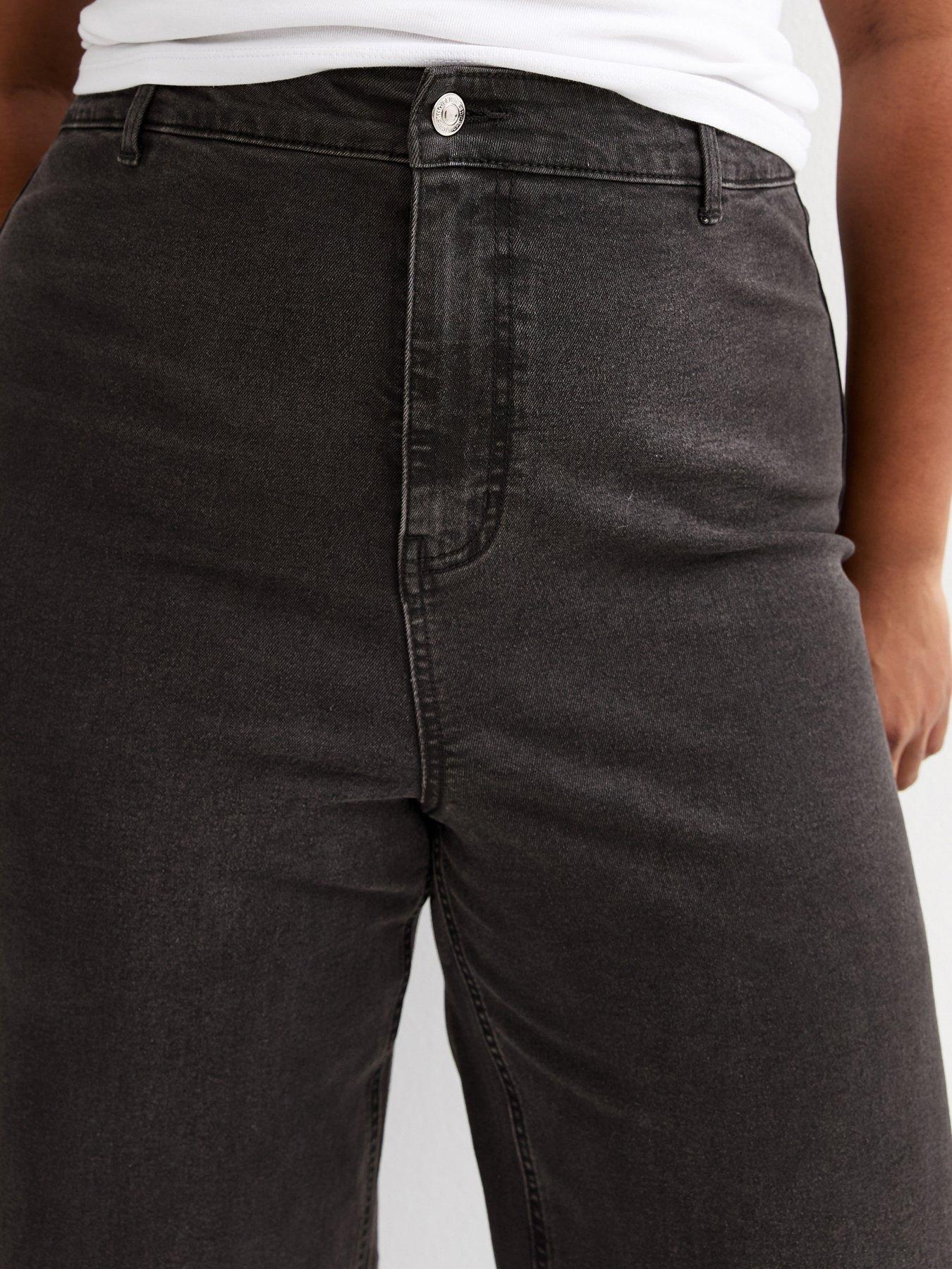 Image 5 of 5 of New Look High Waist Stretch Denim Wide Leg Jeans - Black