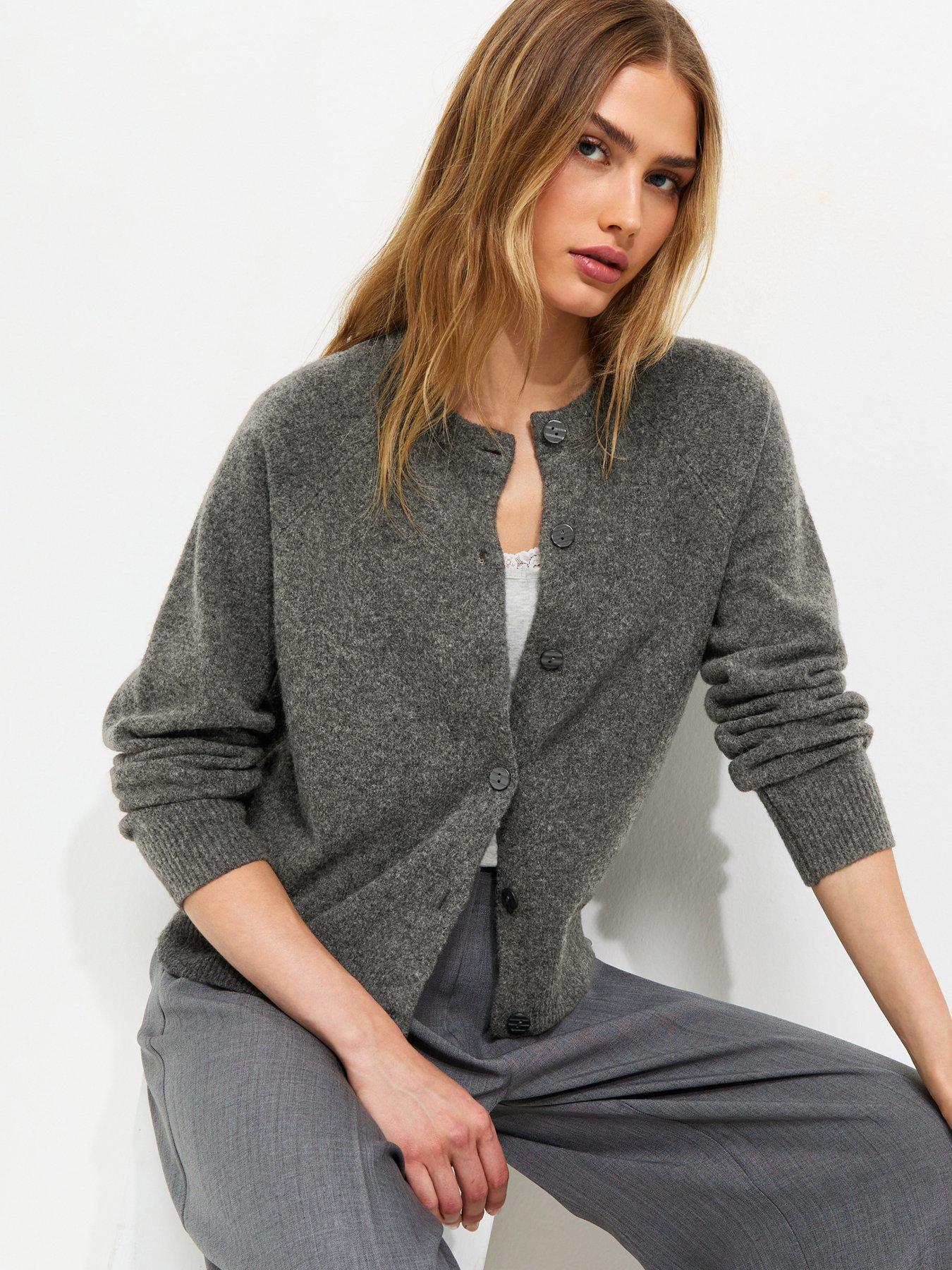 New Look Dark Grey Knitted Meet The Jean Raglan Cardigan