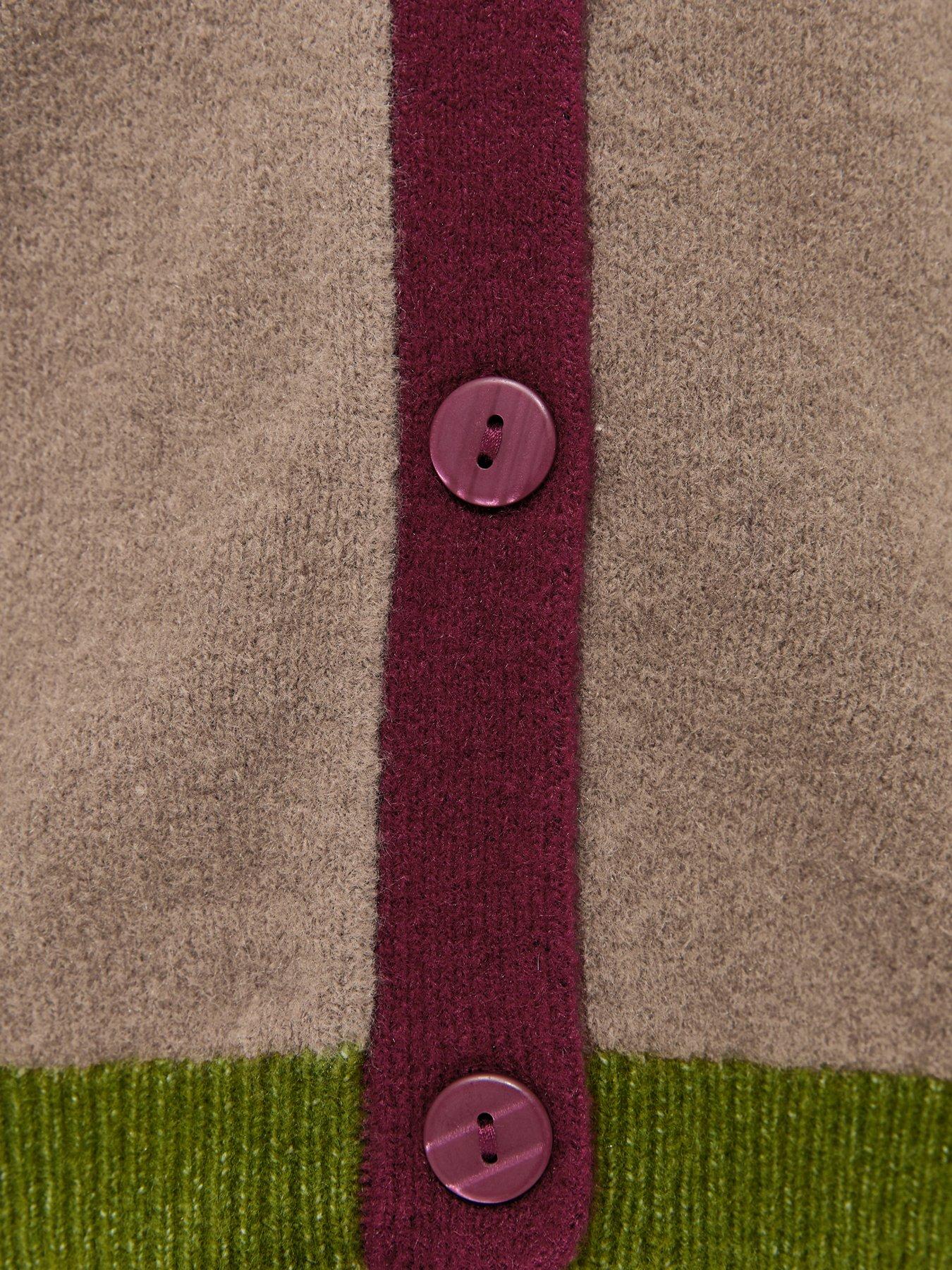 Image 6 of 6 of New Look Knitted Colour Block Trim Cardigan - Brown