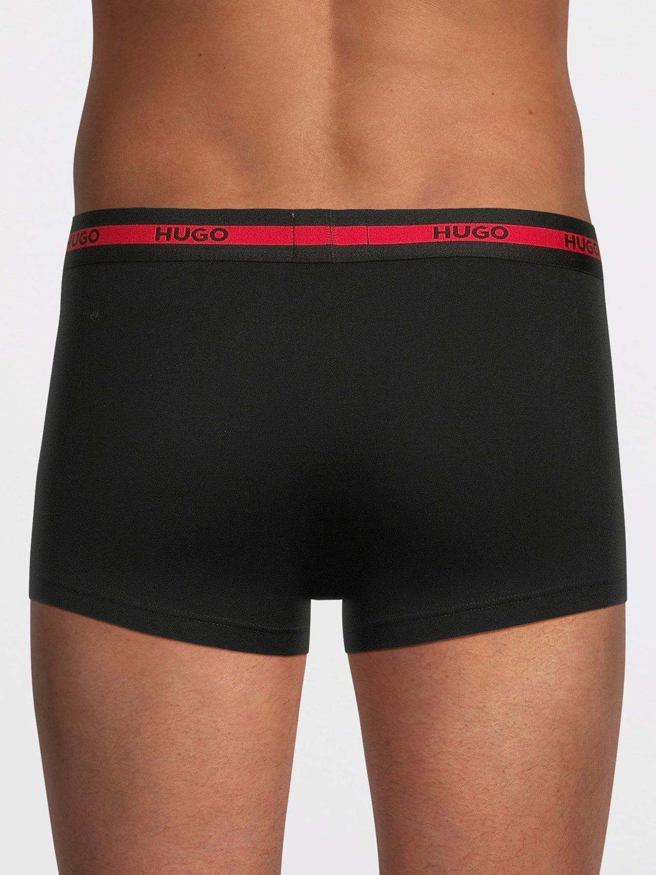 Image 3 of 3 of HUGO Mens Bodywear Triplet 3 Pack Logo Waistband Stretch Trunks - Black/Red/White