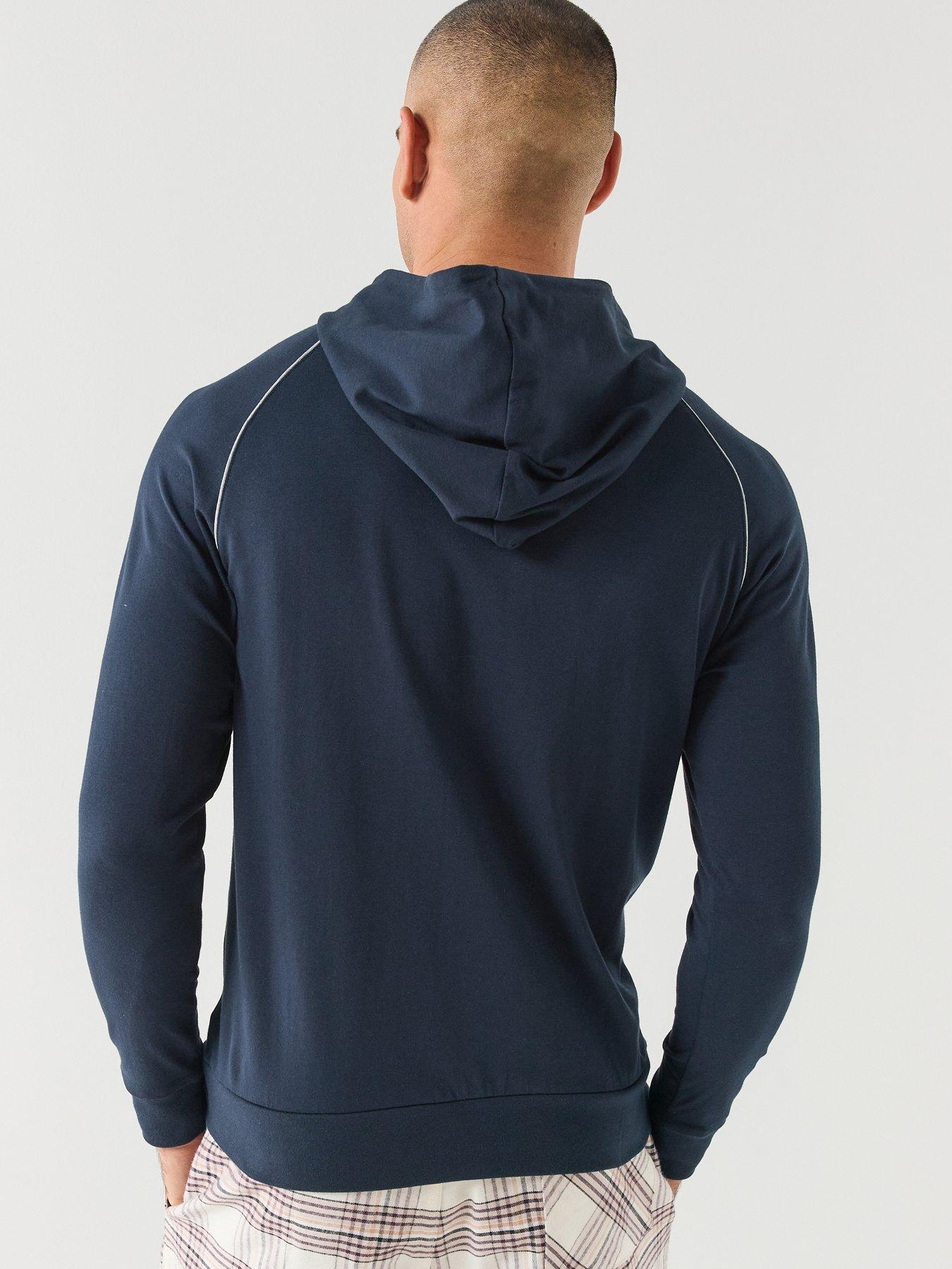 Image 2 of 5 of BOSS Mens Mix &amp; Match Zip-Through Loungewear Hoodie - Navy