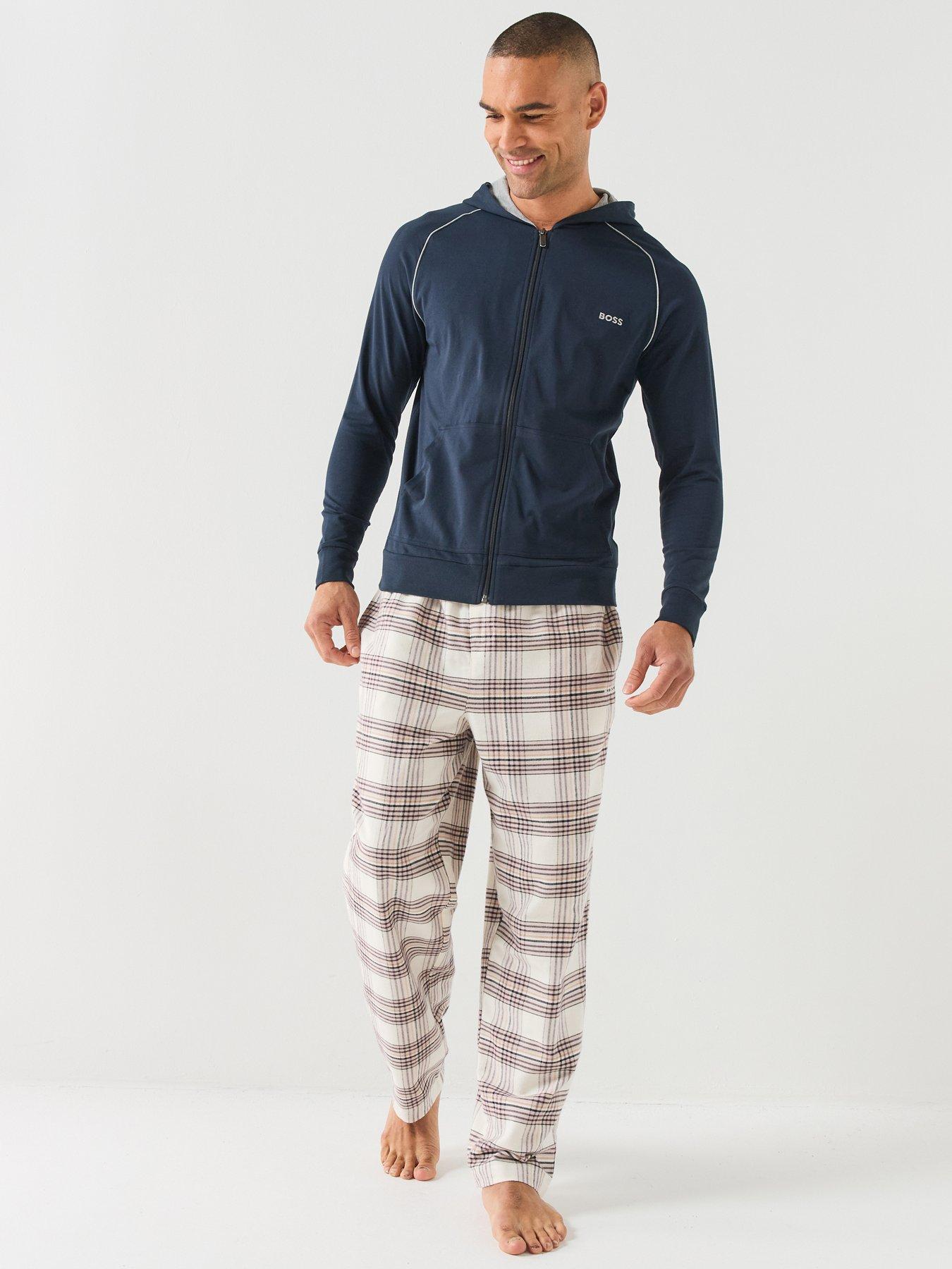 Image 3 of 5 of BOSS Mens Mix &amp; Match Zip-Through Loungewear Hoodie - Navy